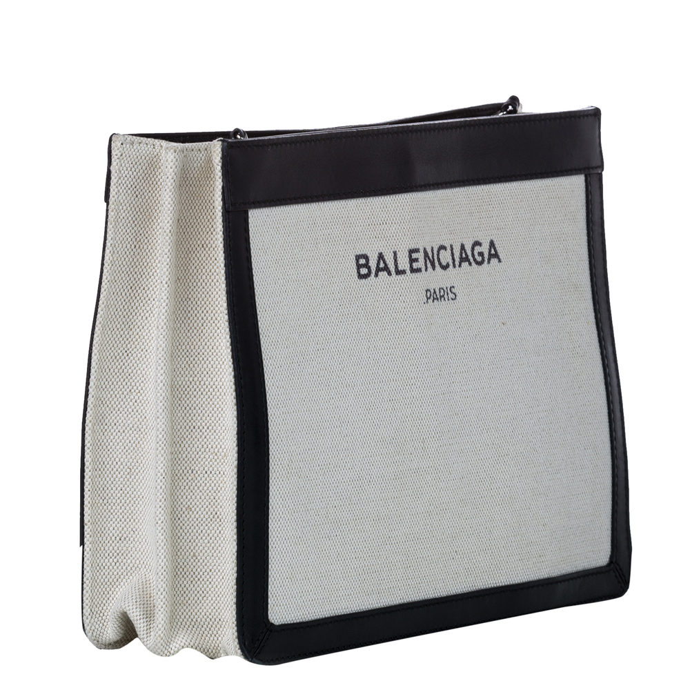 

Balenciaga White/Black Navy Pochette Canvas Crossbody Bag