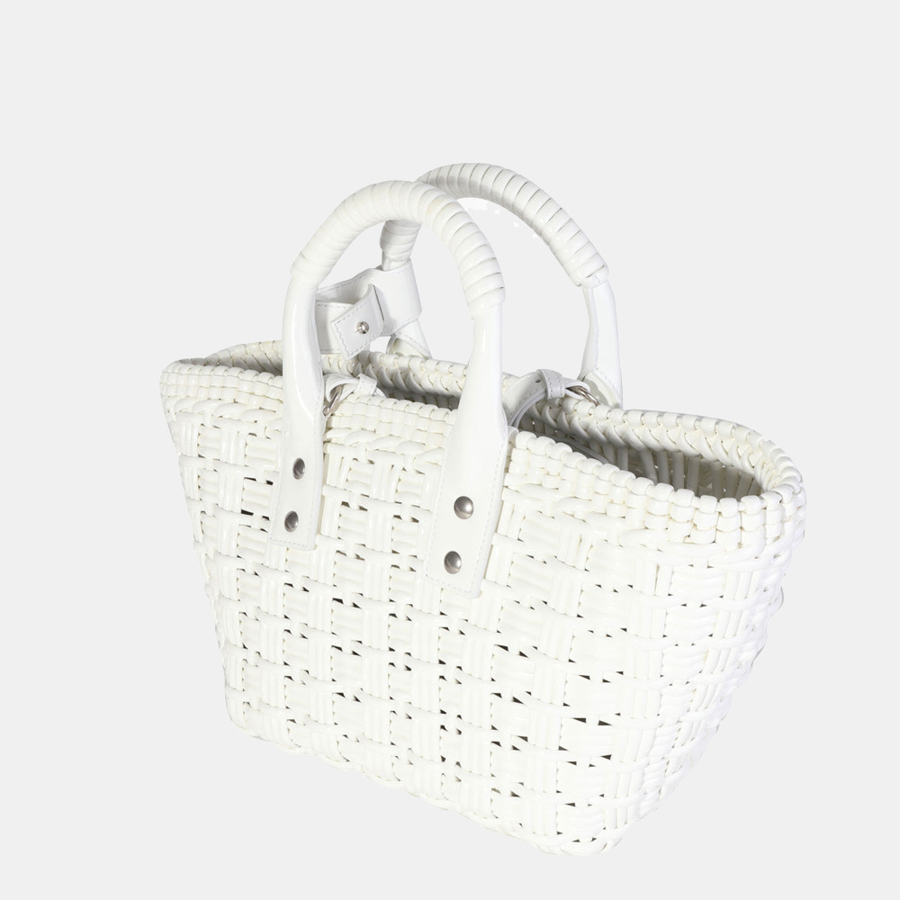 

Balenciaga White Faux Calfskin Leather Basket  Bistro Bag