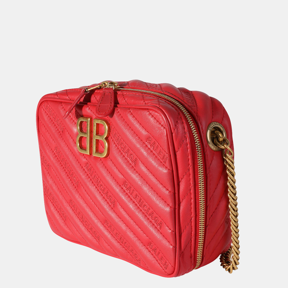

Balenciaga Red Quilted Leather  BB Reporter Bag