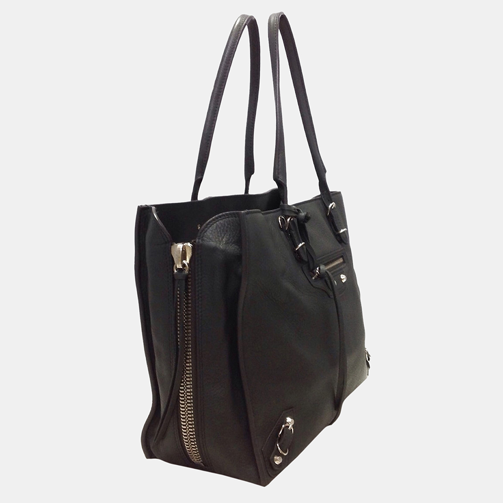 

Balenciaga Black Papier A4 Leather Zip-Around Tote