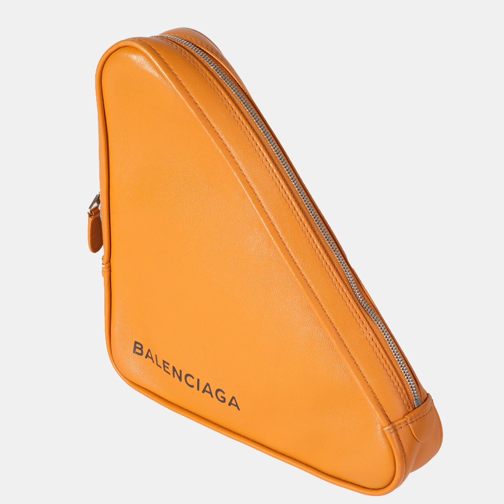 

Balenciaga Orange Calfskin Leather  Triangle Clutch Bag