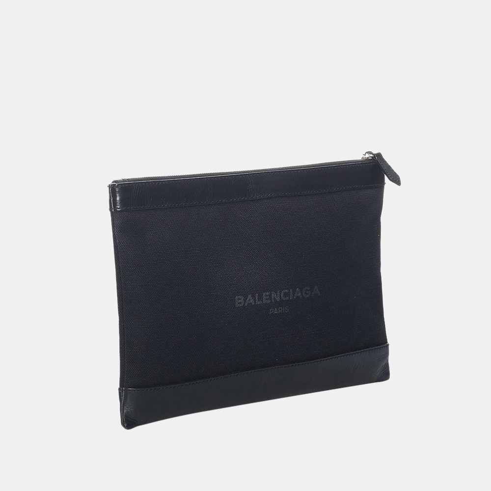 

Balenciaga Black Navy Clip  Canvas Clutch Bag