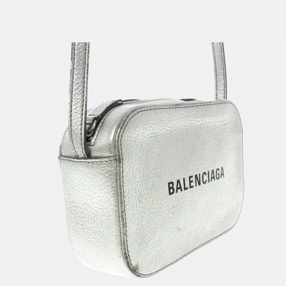 

Balenciaga Silver Everyday  Camera Leather Crossbody Bag