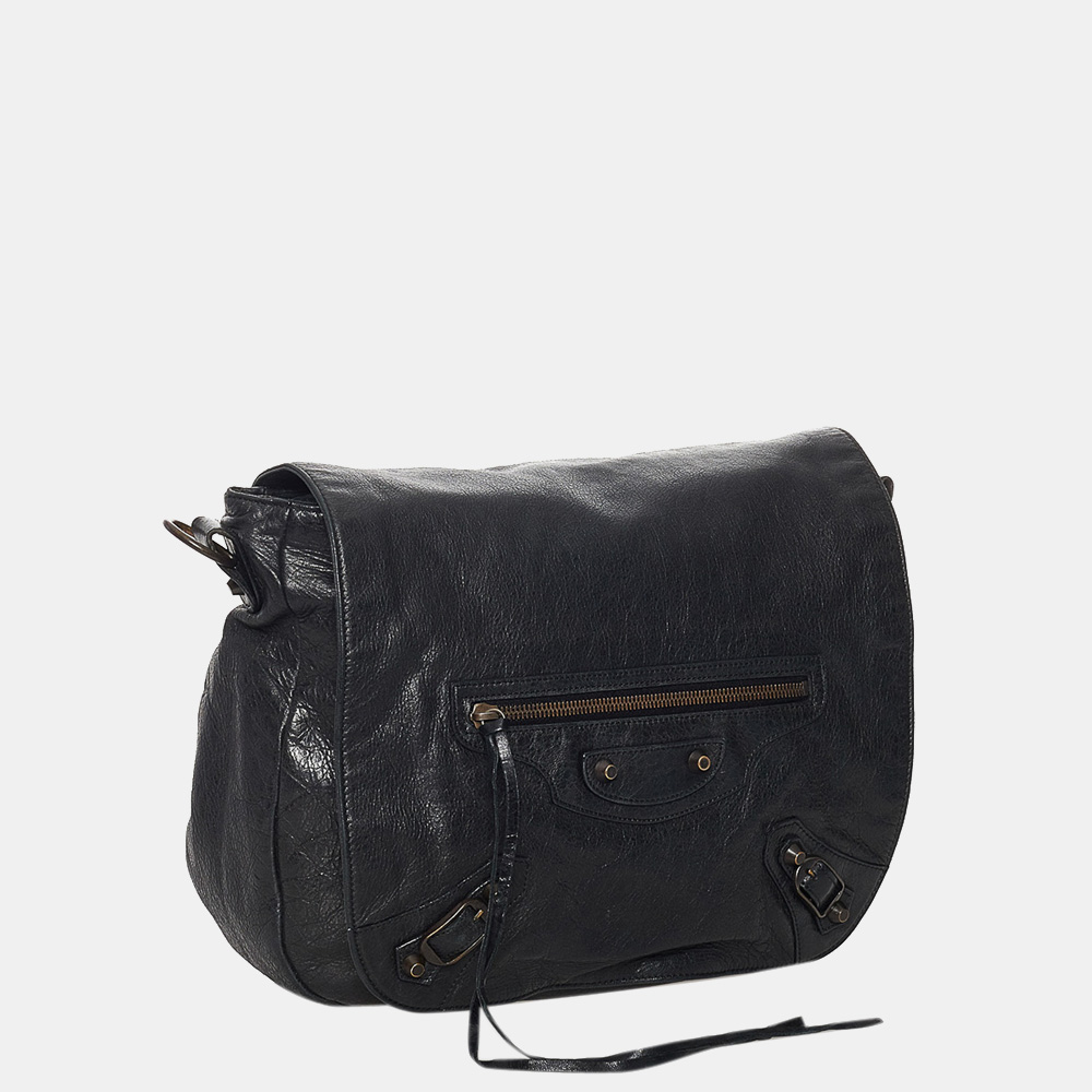 

Balenciaga Black Motocross Classic Folk Crossbody Bag