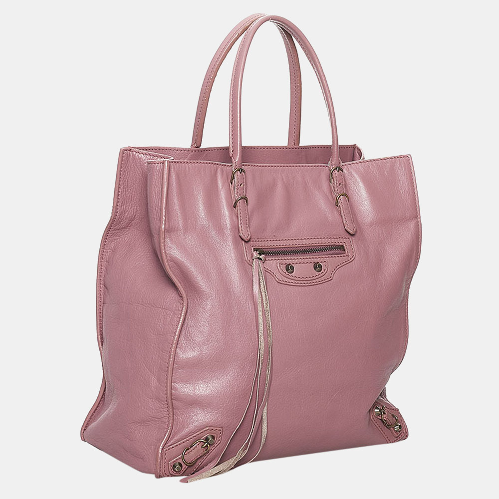 

Balenciaga Pink Leather Papier A5 Zip Around Tote Bag