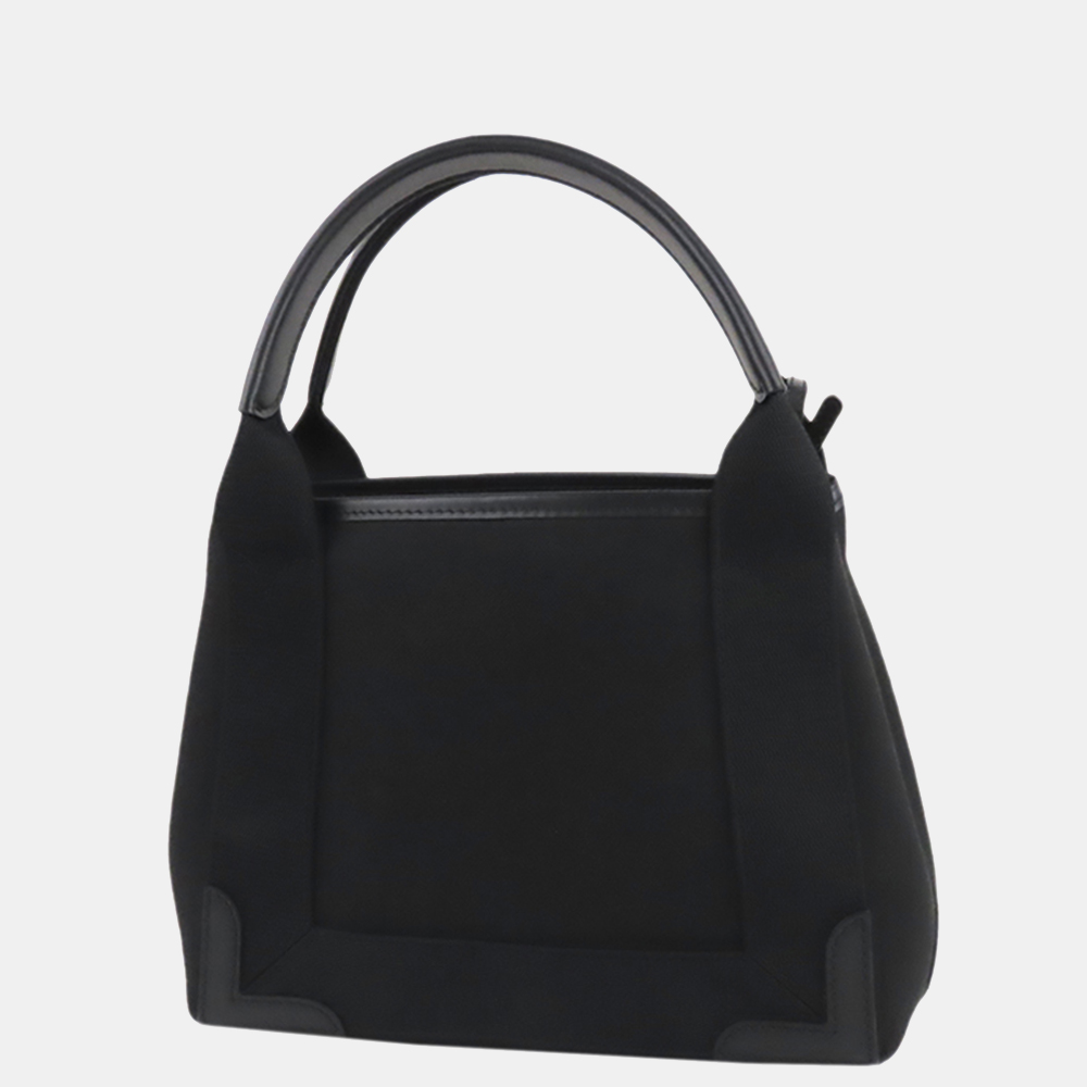 

Balenciaga Black  Navy Cabas Canvas Satchel