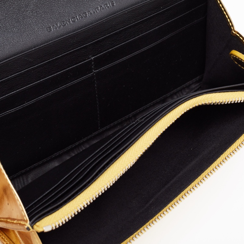 

Balenciaga Metallic Gold Leather City Flap Continental Wallet
