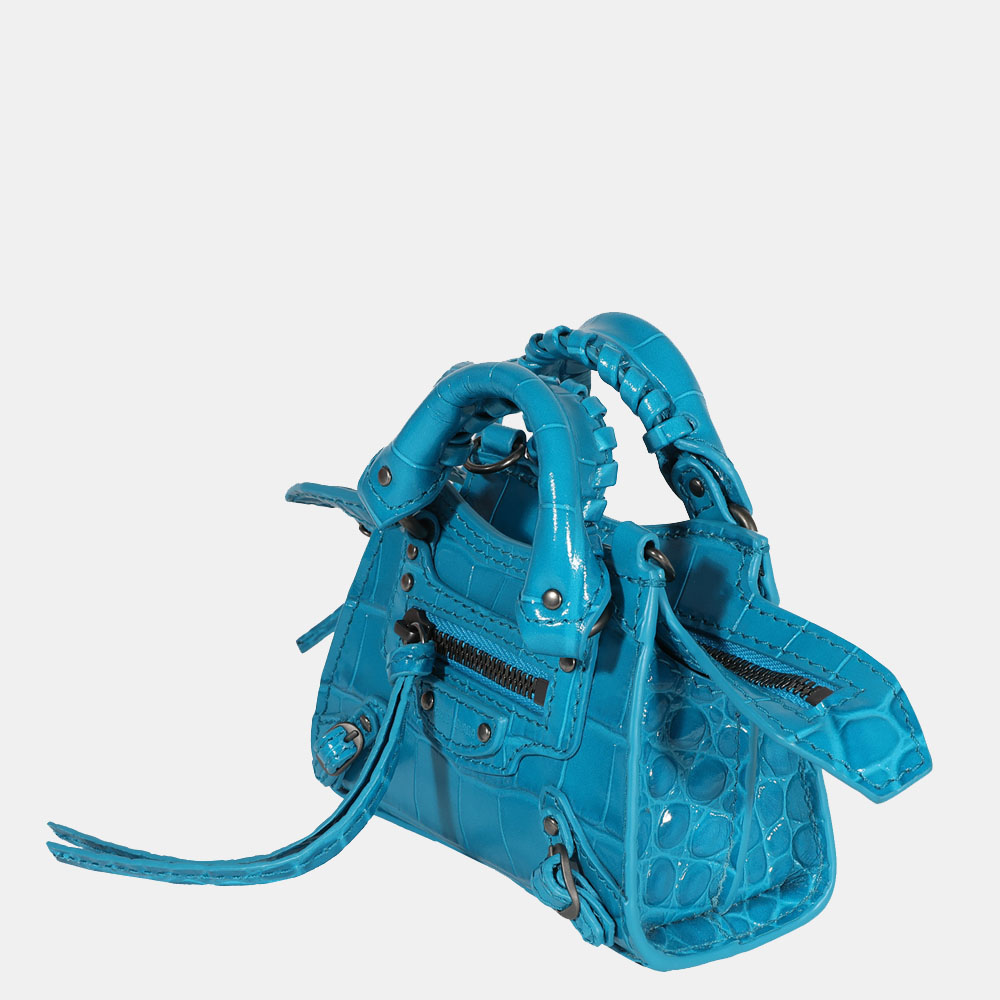 

Balenciaga Bright Blue Crocodile-Embossed Neo Classic Super Nano Bag