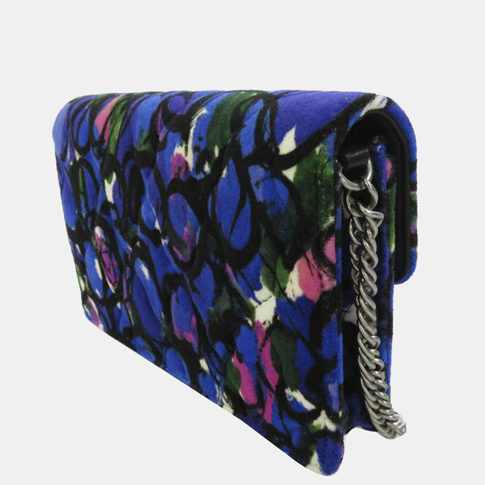 

Balenciaga Blue/Multi Color Flower BB Velvet Wallet on Chain