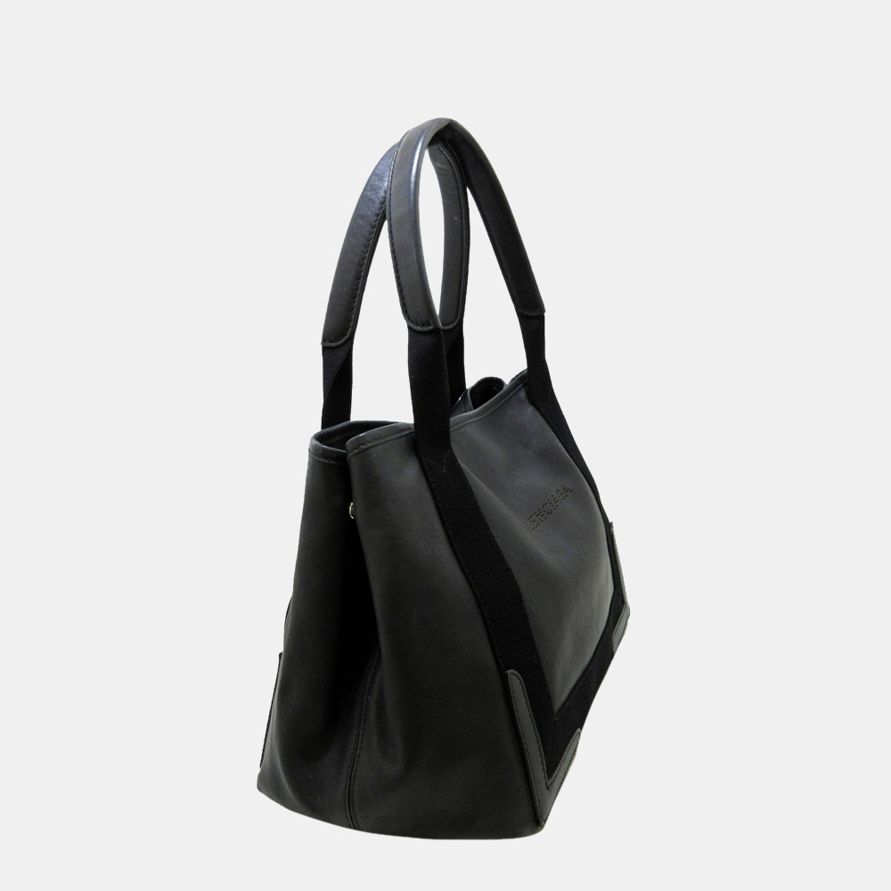

Balenciaga Black Navy Cabas Leather Tote Bag