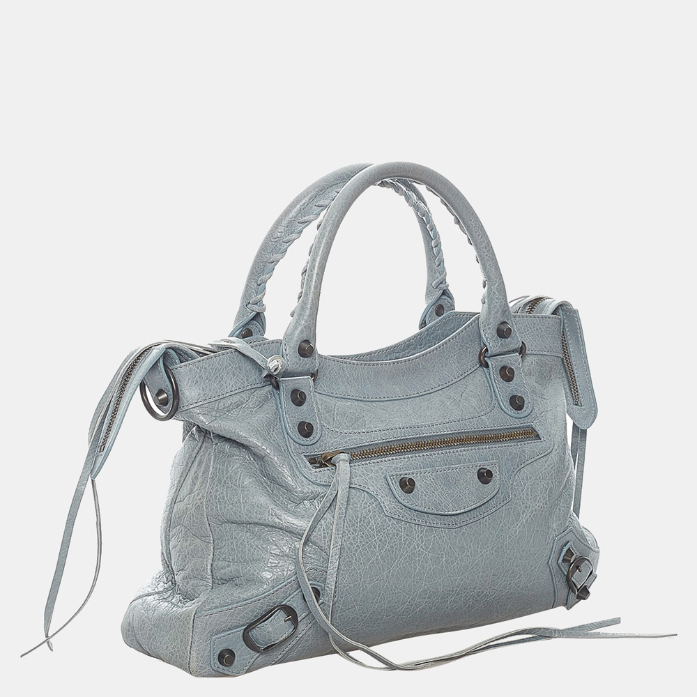 

Balenciaga Grey Motocross Classic Town Leather Satchel