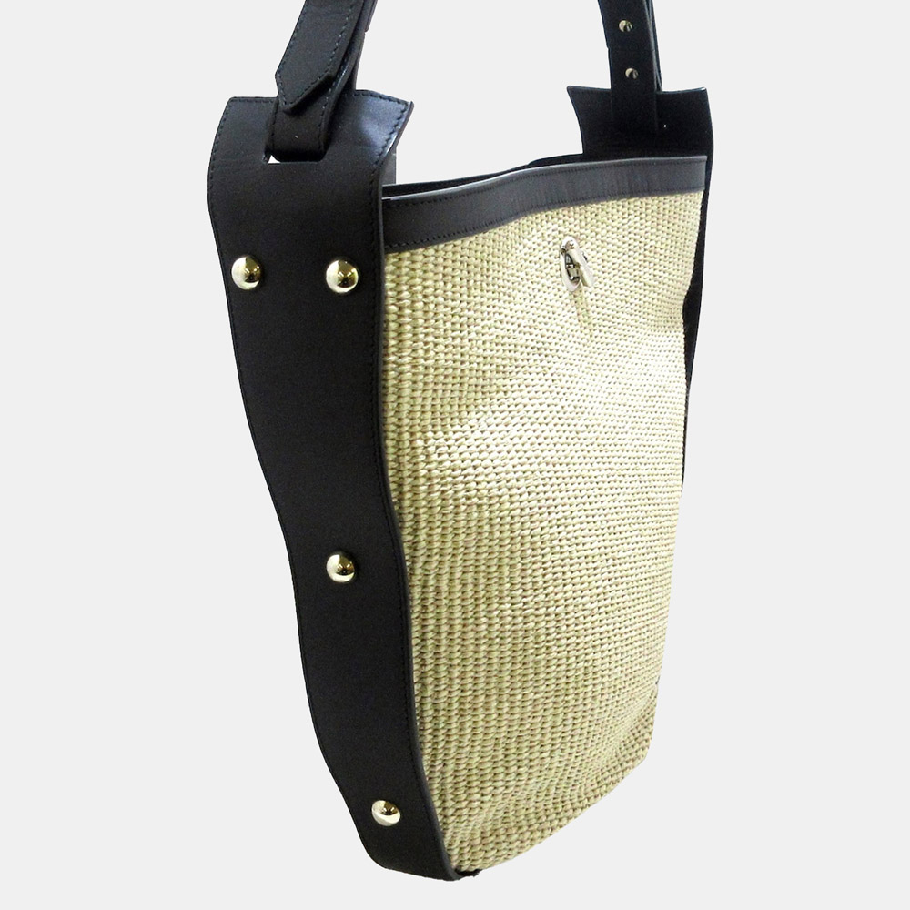 

Balenciaga Beige/Black/Brown Straw Crossbody Bag