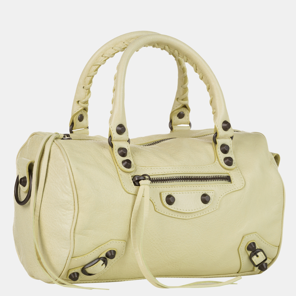 

Balenciaga Beige/Brown Motocross Classic Twiggy Leather Satchel