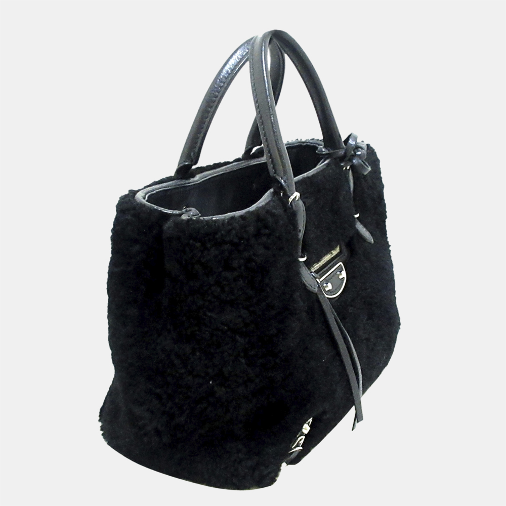 

Balenciaga Black Mini Papier A4 Fur Satchel