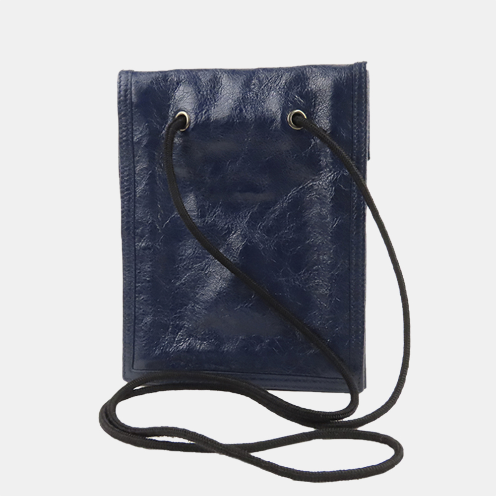 

Balenciaga Blue Explorer Pouch Leather Crossbody Bag