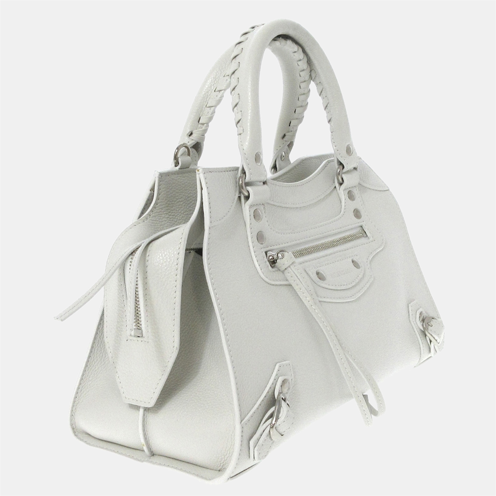 

Balenciaga White Motocross Neo Classic Leather Handbag