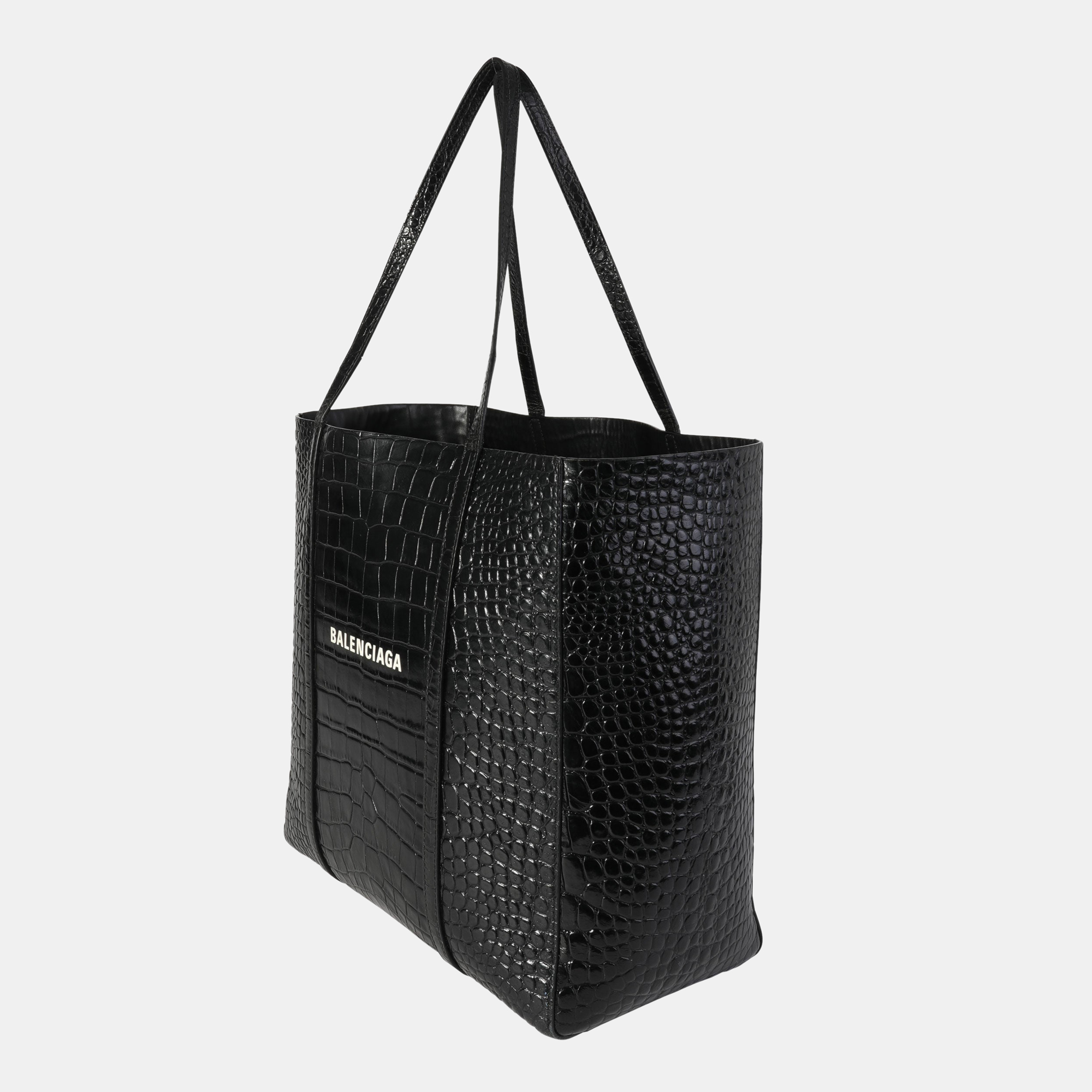 

Balenciaga Black Crocodile-Embossed Leather Small Everyday Tote bag