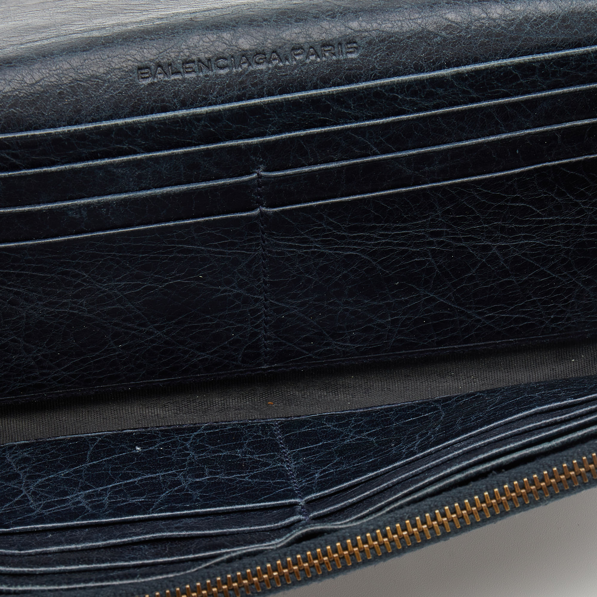 

Balenciaga Blue Leather Classic Hardware Money Wallet