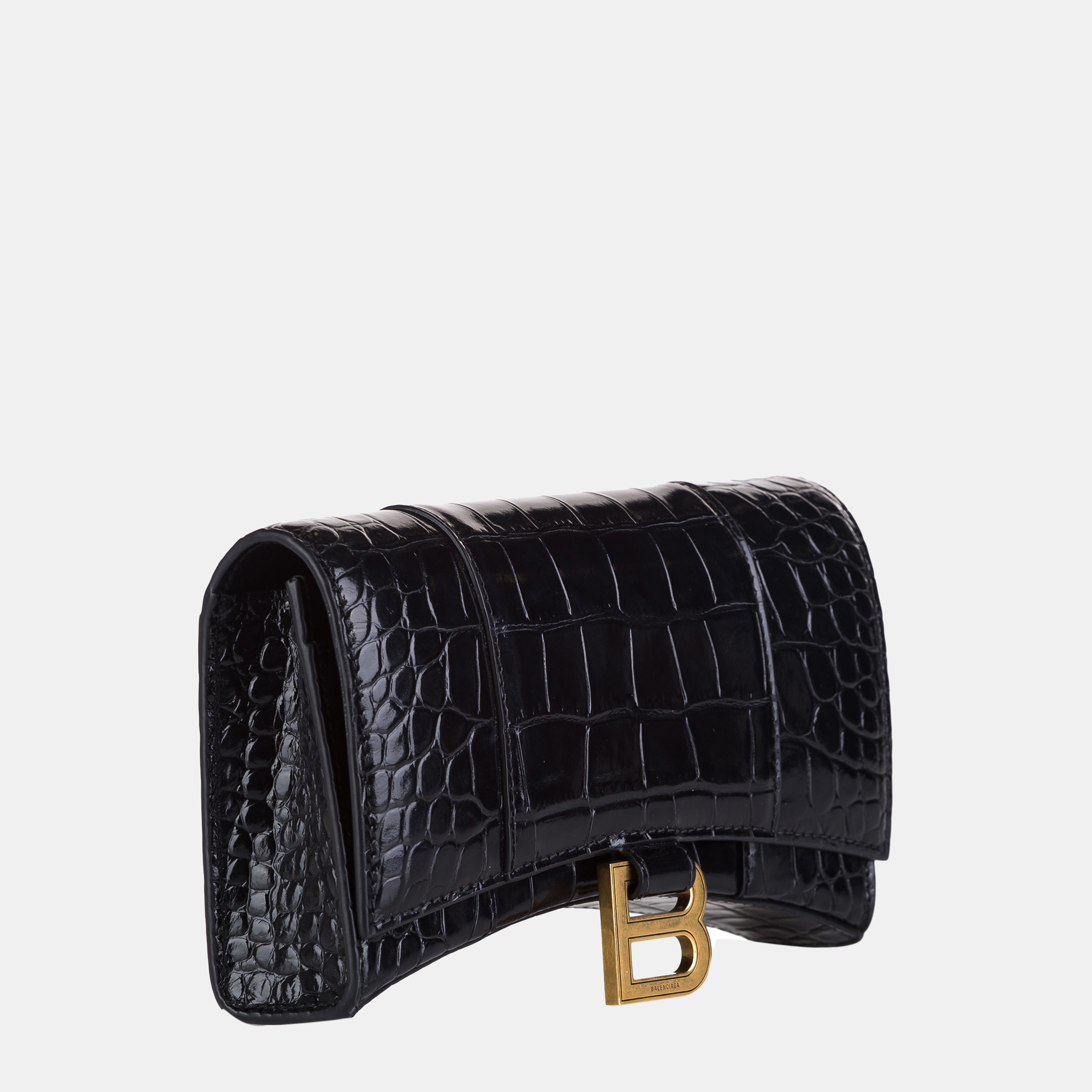 

Balenciaga Black Embossed Hourglass Wallet On Chain