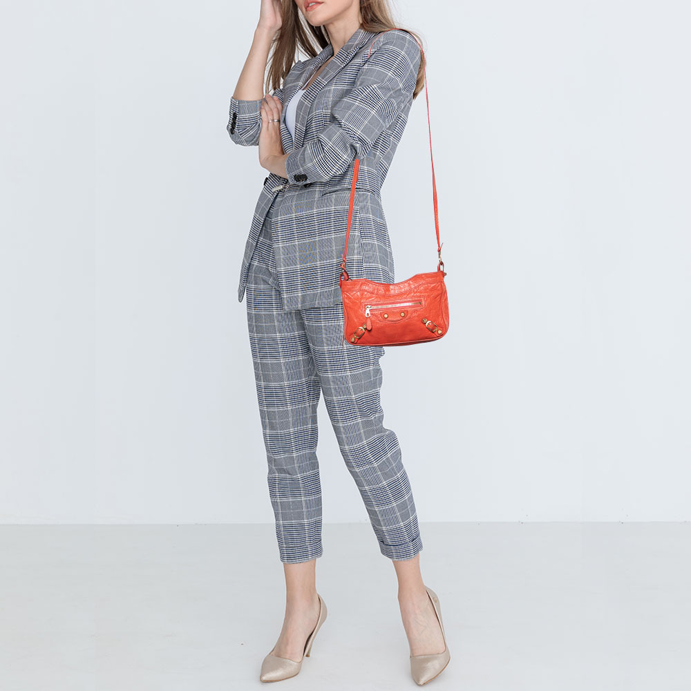 

Balenciaga Orange Leather Classic Hip Crossbody Bag
