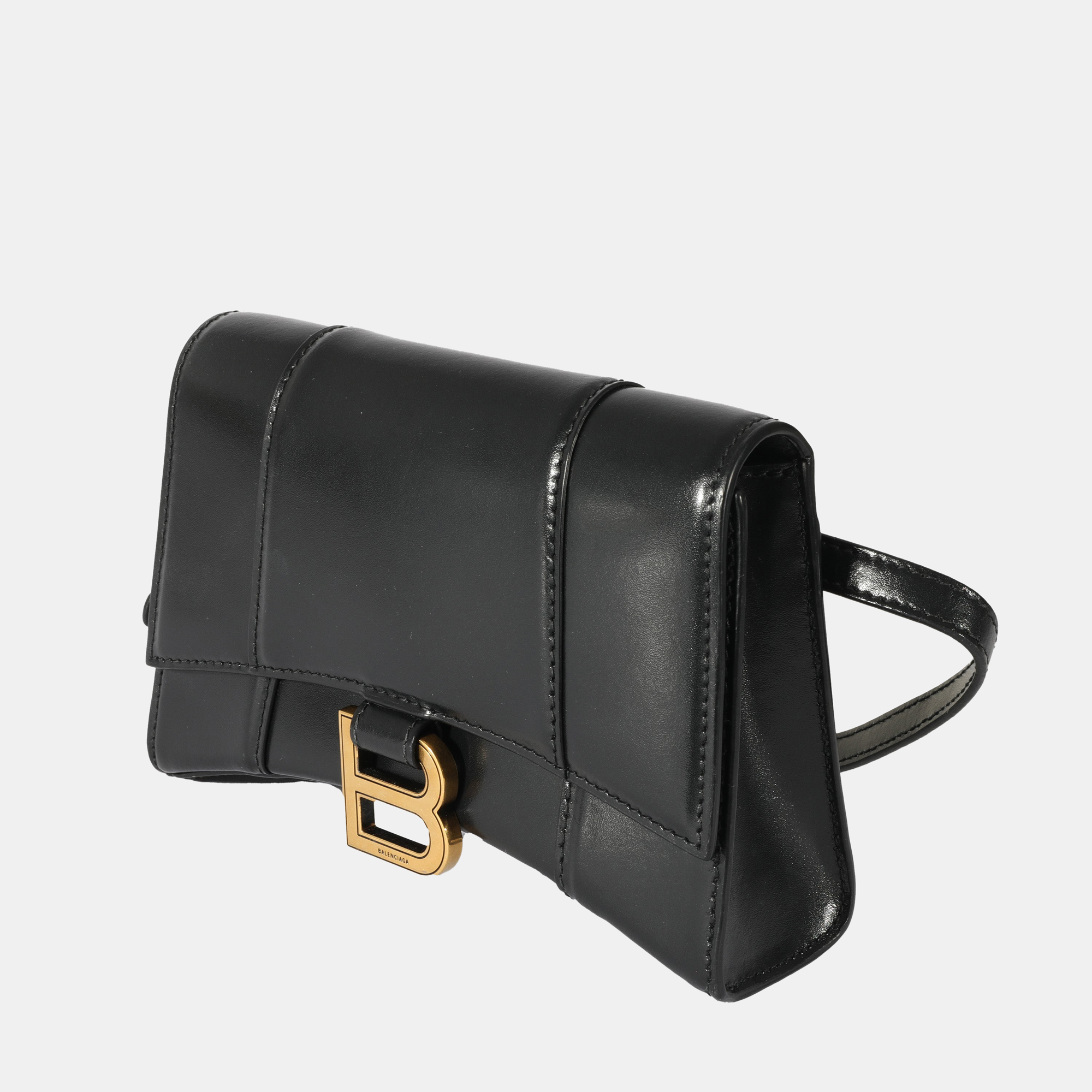 

Balenciaga Black Smooth Leather Hourglass  Belt Bag