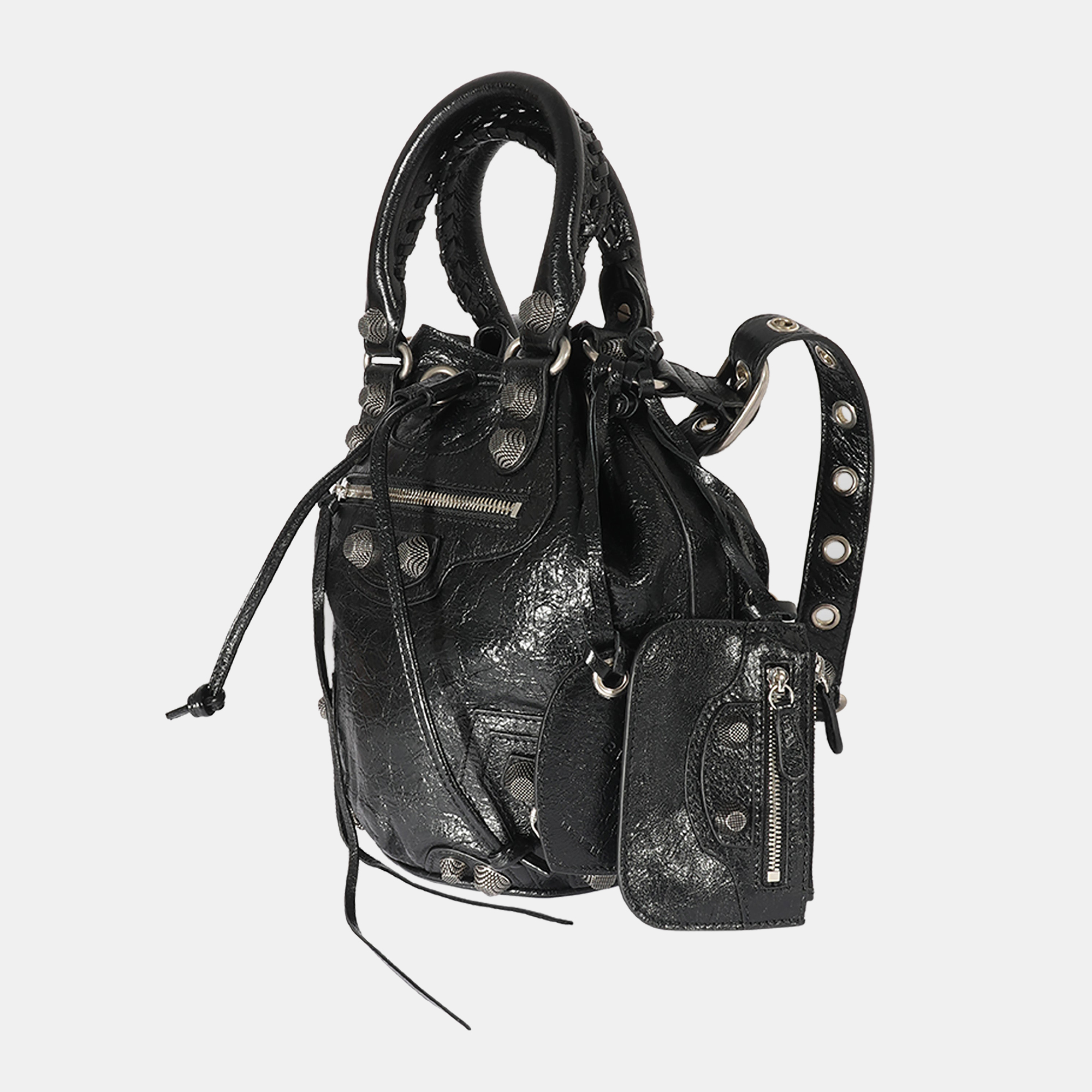 

Balenciaga Black Leather Small Le Cagole Bucket 2022 Shoulder Bag