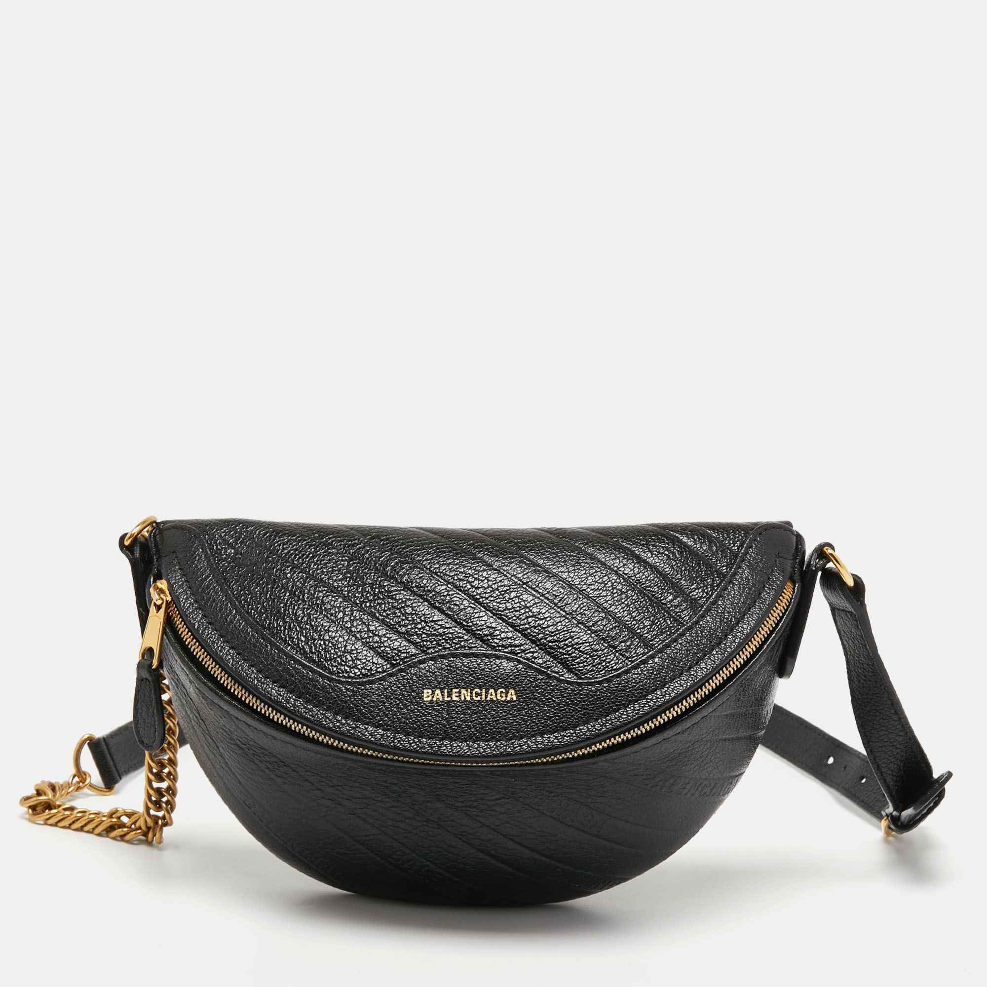 Pre-owned Balenciaga Black Leather Souvenir Belt Bag