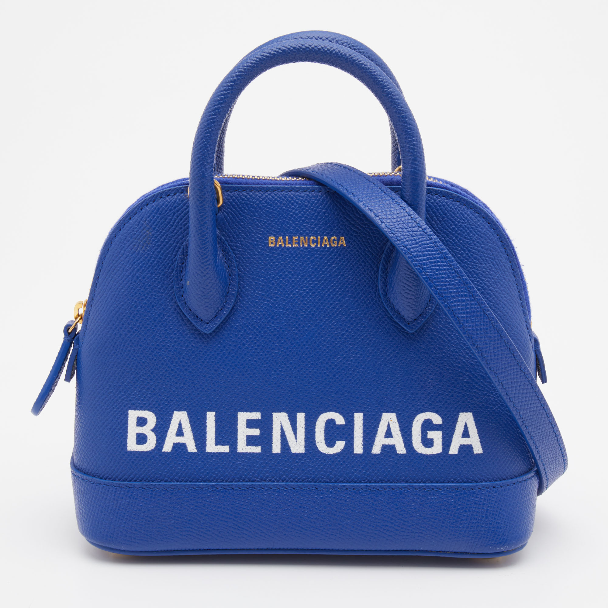 Pre-owned Balenciaga Blue Leather Xxs Ville Satchel