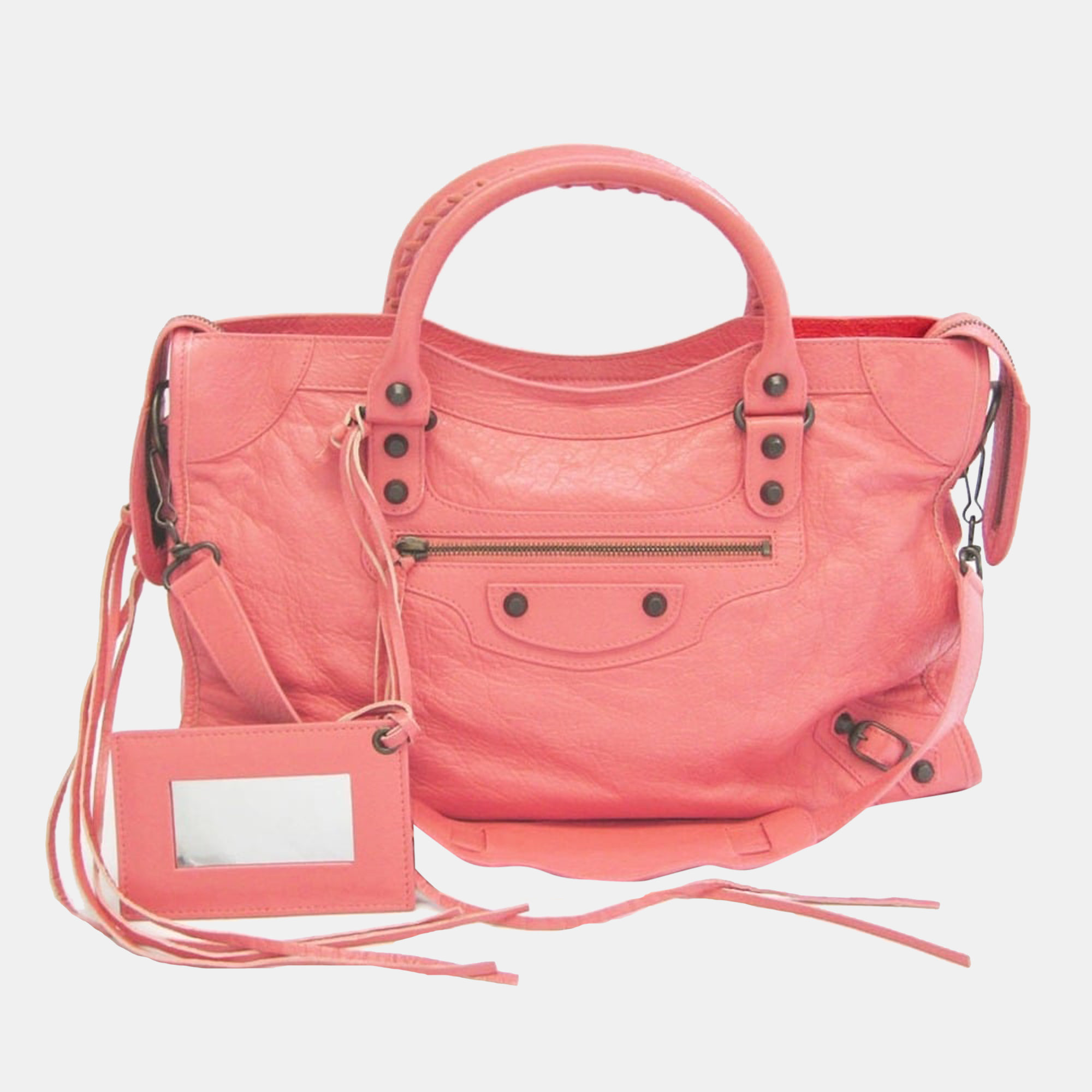 Pre-owned Balenciaga Pink Leather Motocross City Satchel
