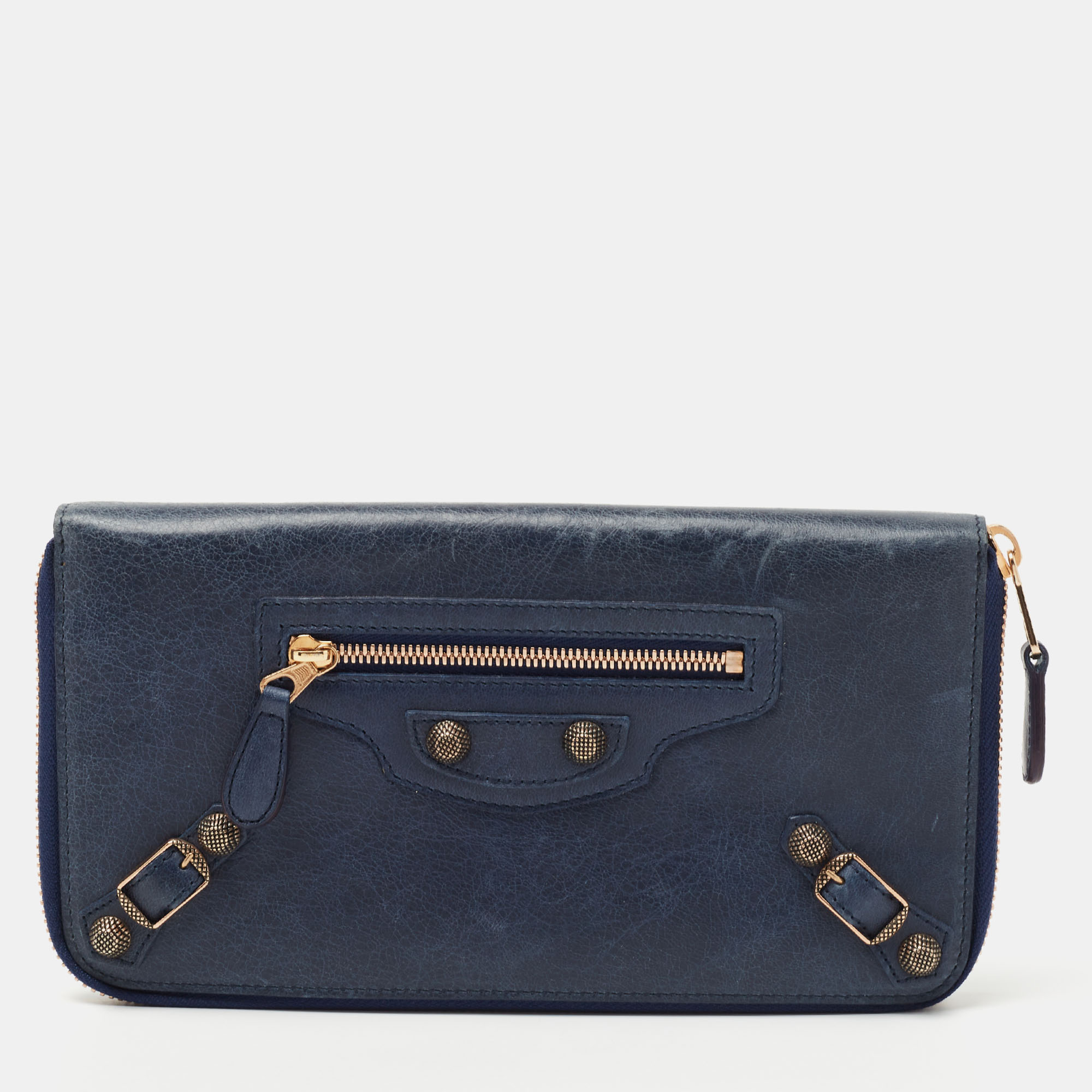 

Balenciaga Blue Roi Leather Compagnon Zip Around Wallet