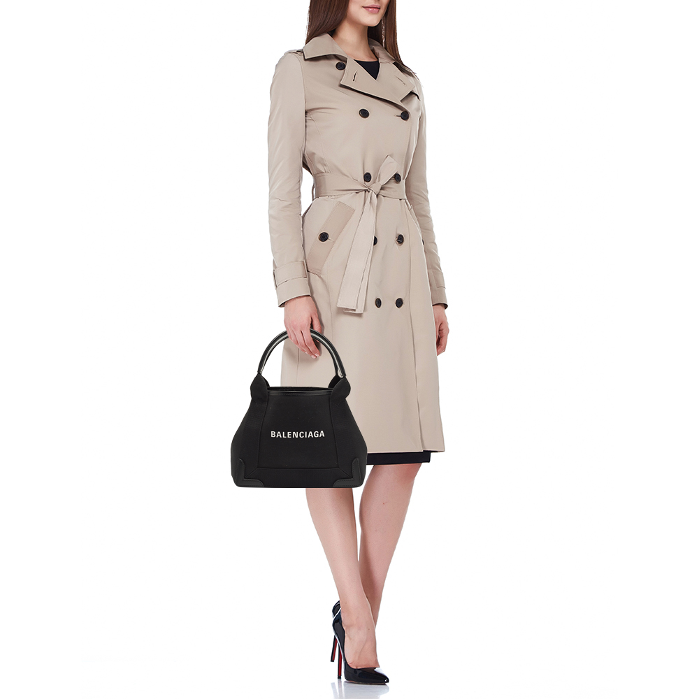 

Balenciaga Black/White Canvas and Leather  Cabas Tote