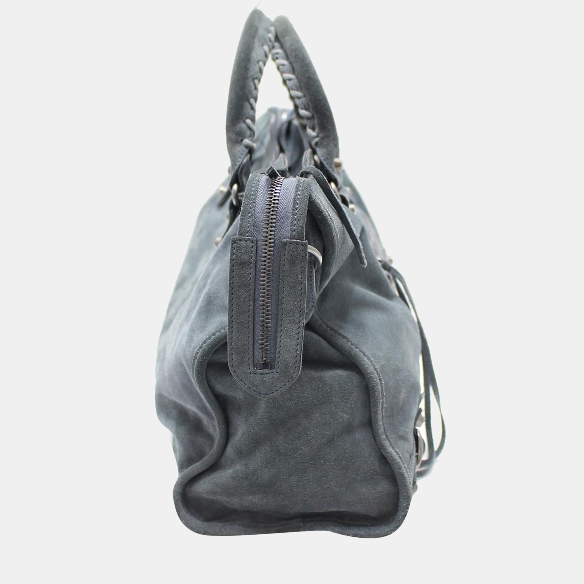 

Balenciaga Grey Suede Motocross Classic City Satchel