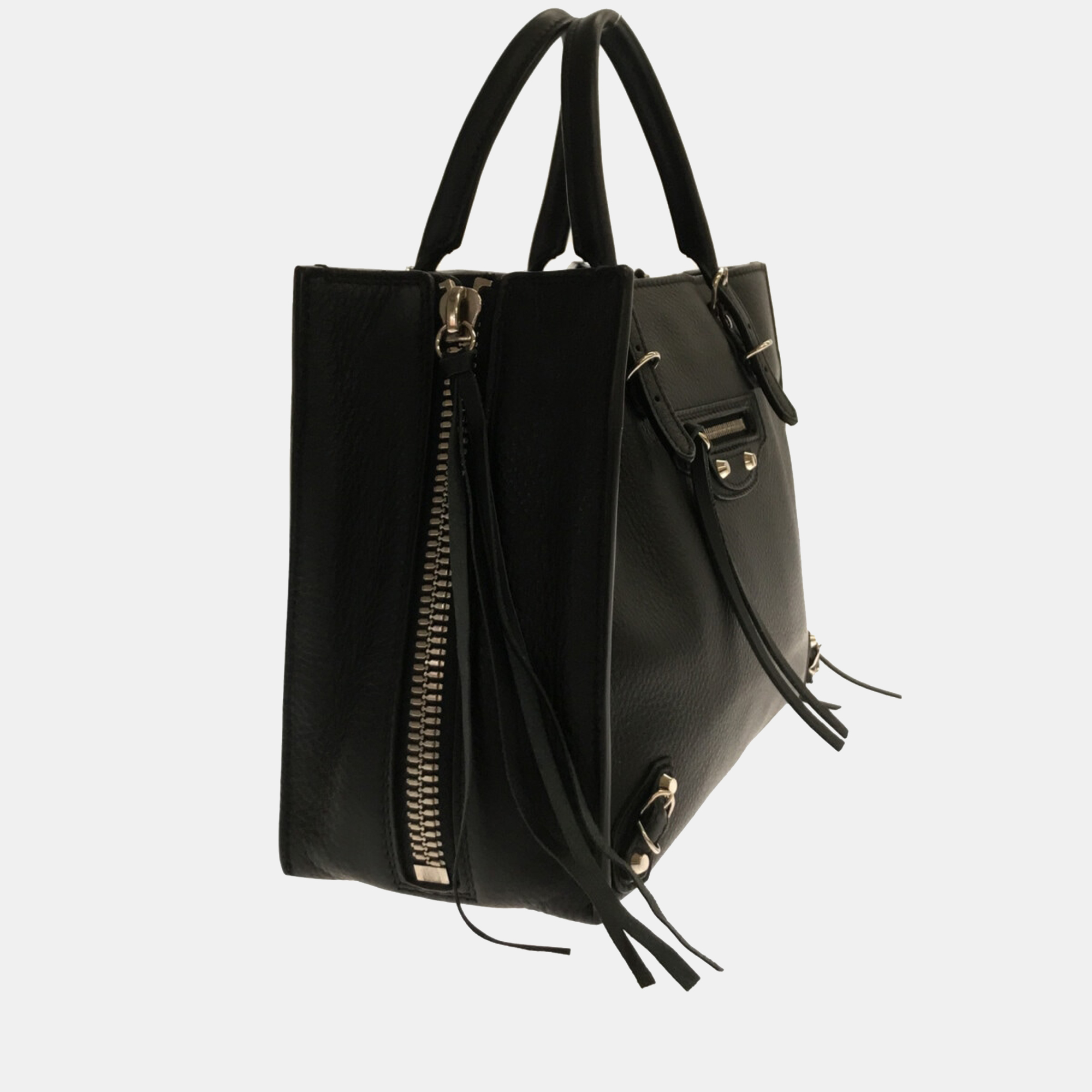 

Balenciaga Black Leather Papier A6 Zip Around Tote Bag