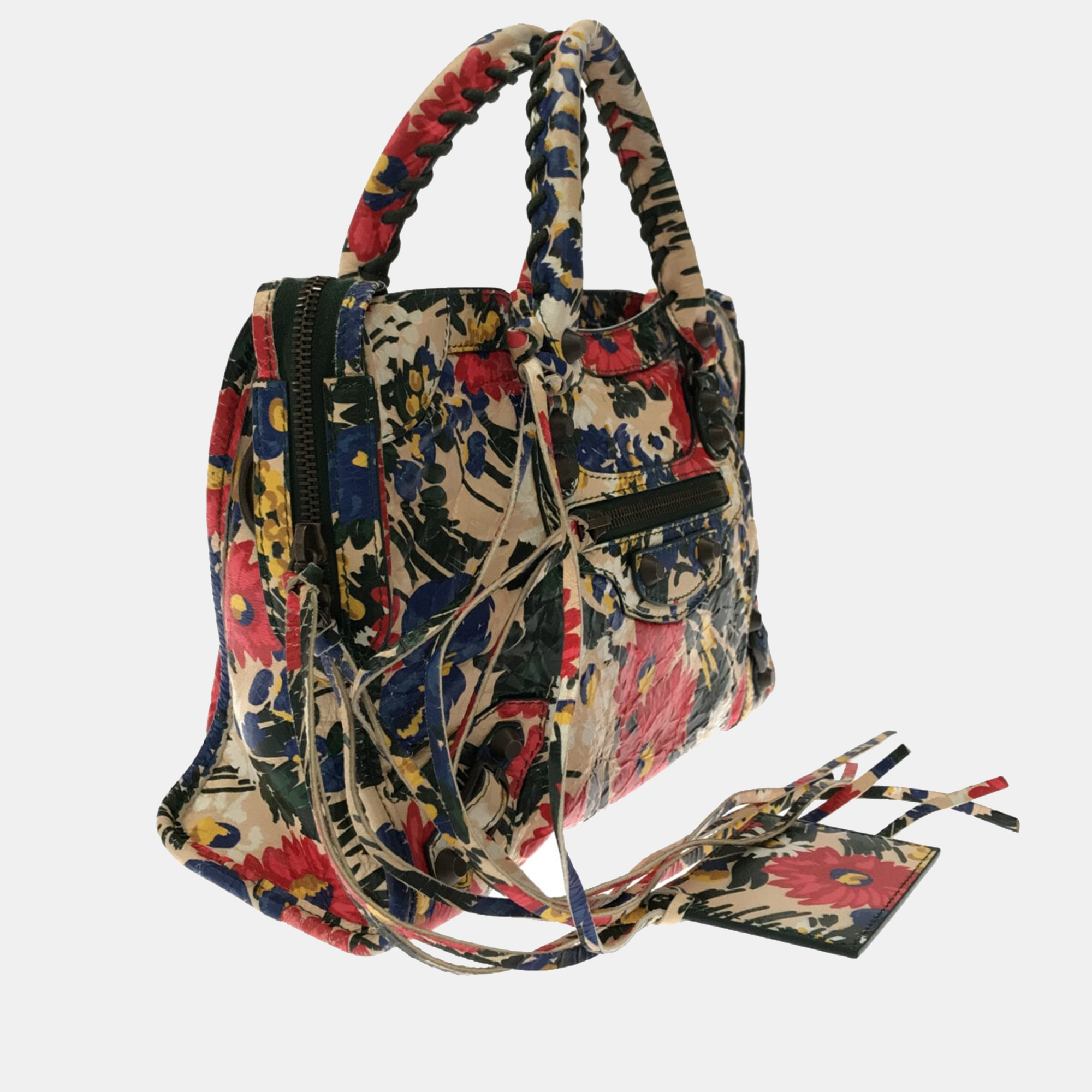 

Balenciaga Multicolor Floral Printed Leather Motocross Classic City Satchel