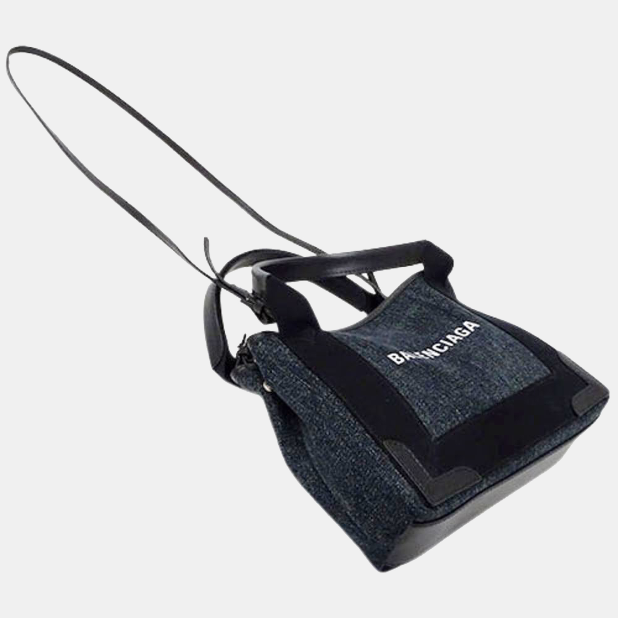 

Balenciaga Grey Canvas Navy  Cabas Tote Bag, Black