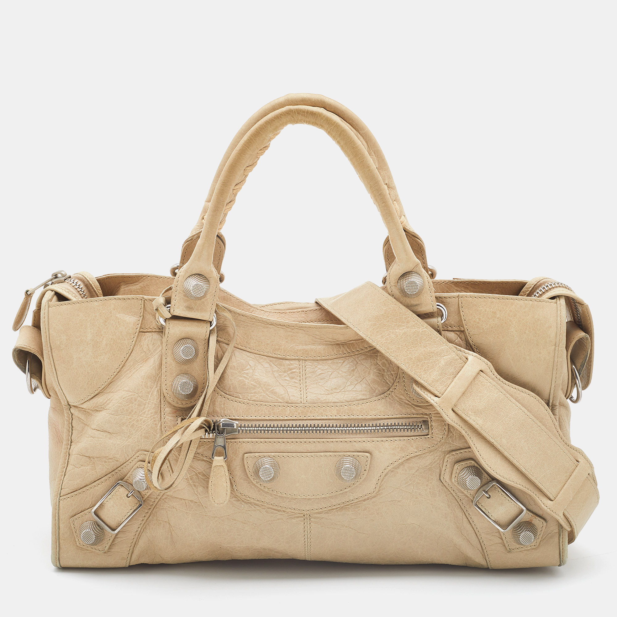 Pre-owned Praline Leather Time Tote In Beige ModeSens