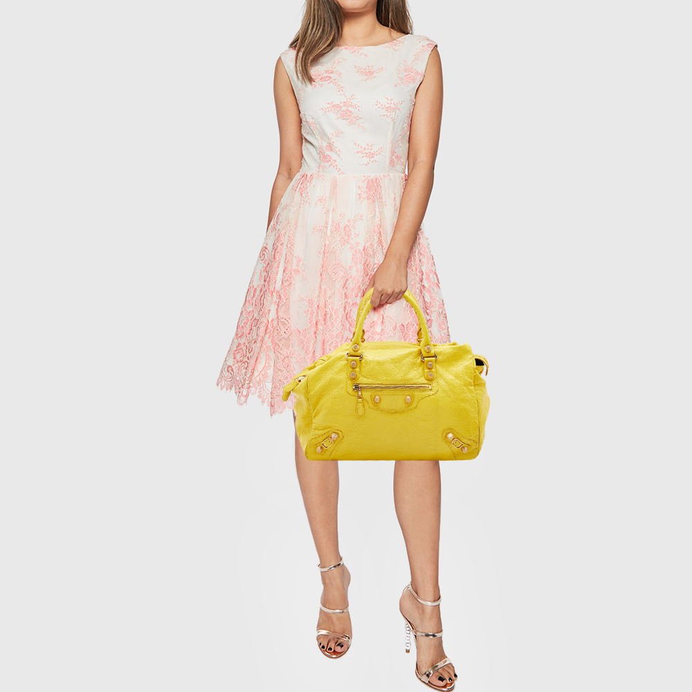 

Balenciaga Curry Leather GGH Midday Tote, Yellow