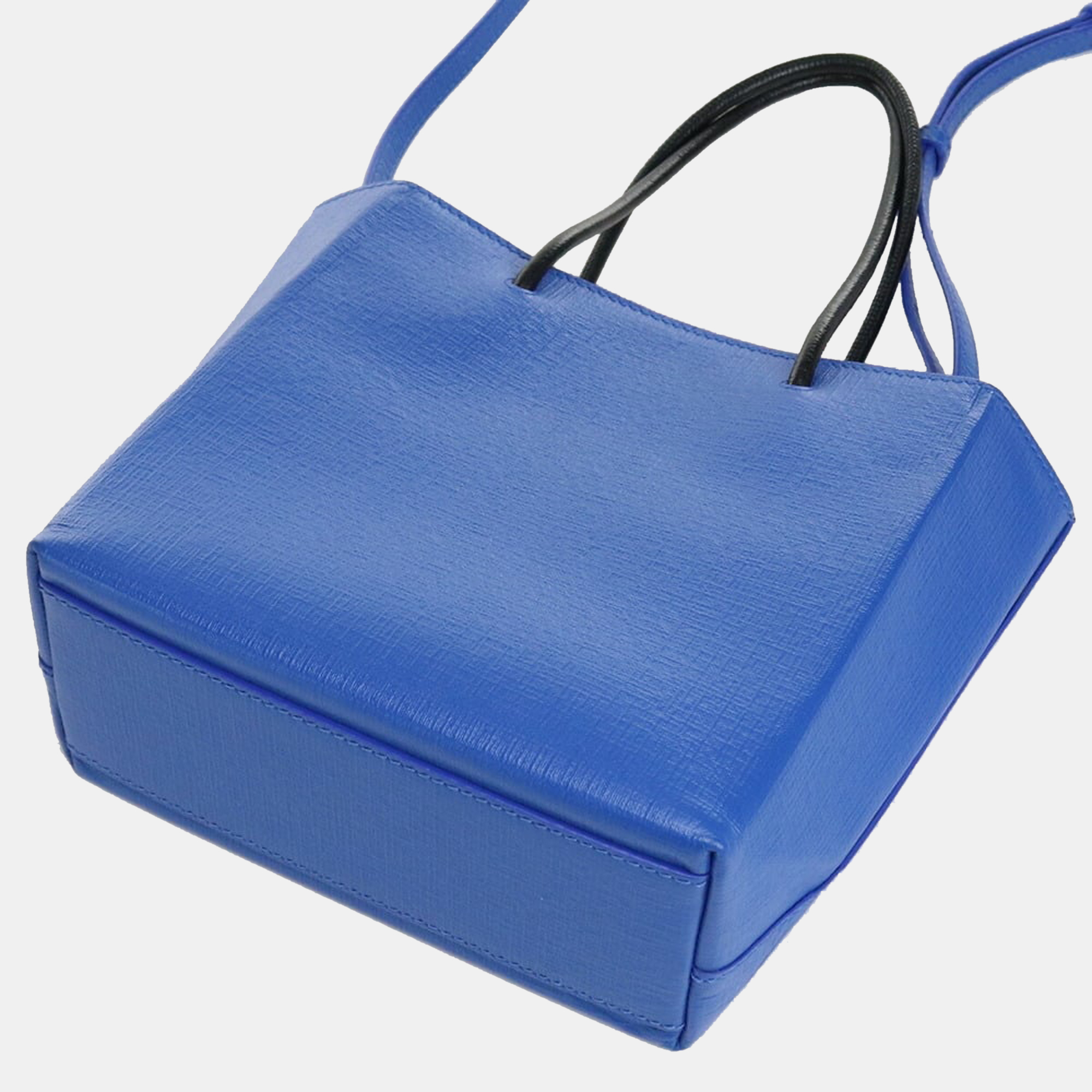 

Balenciaga Blue Leather Logo  Shopping Tote Bag