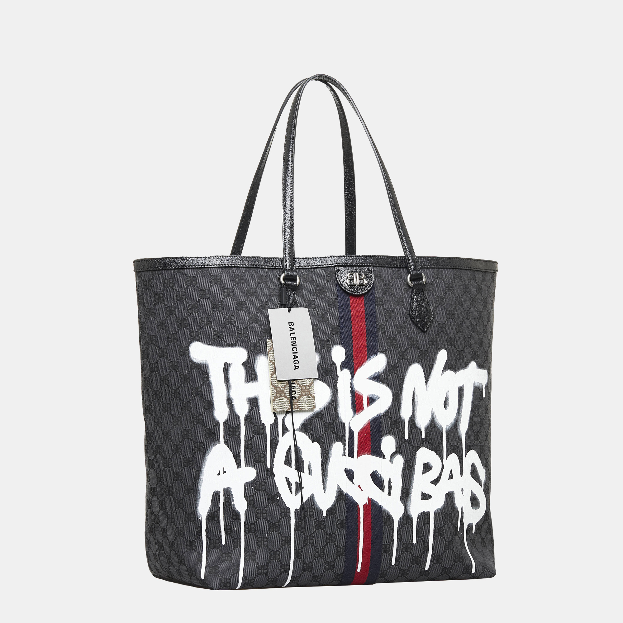 

Balenciaga Black The Hacker Project Graffiti BB Supreme Tote