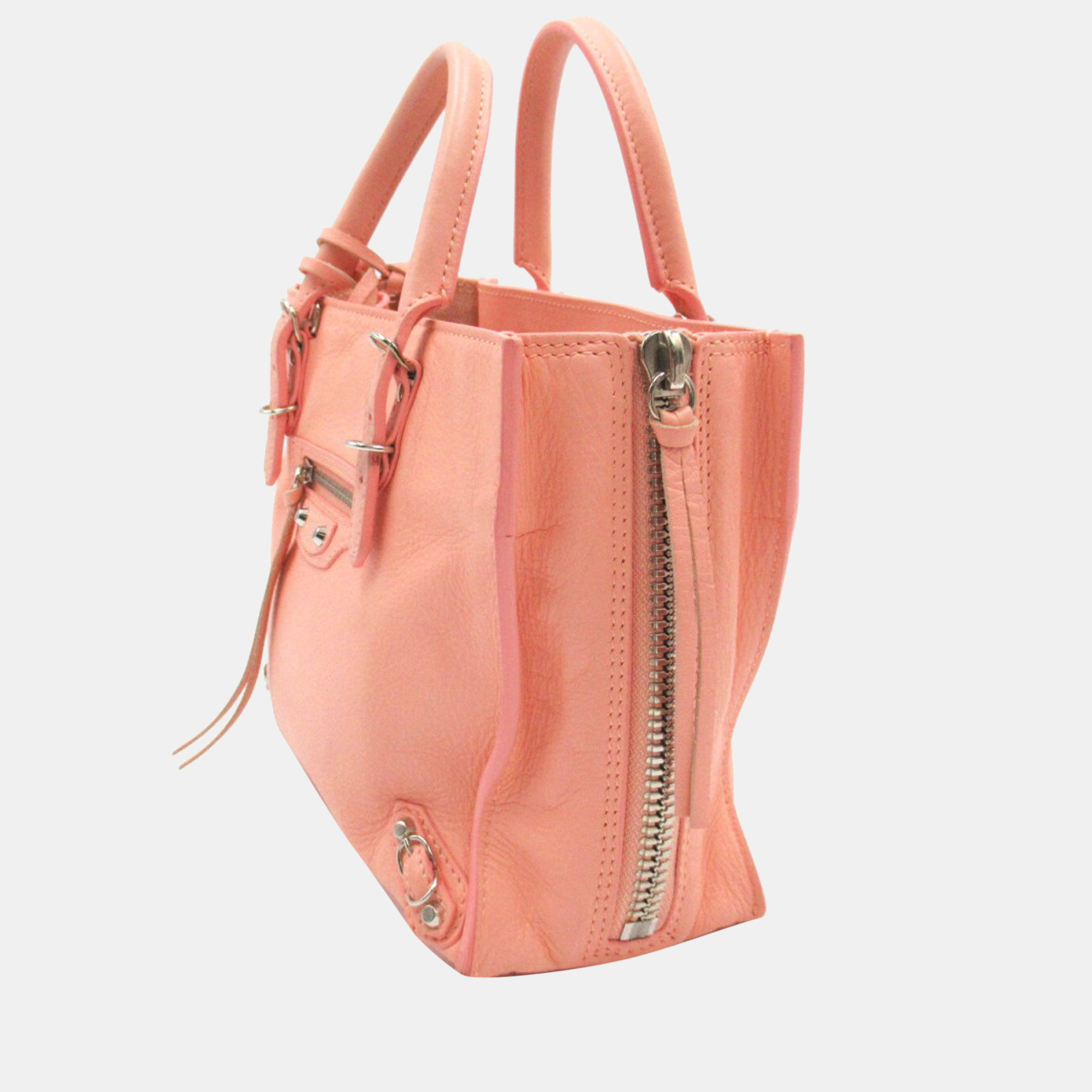 

Balenciaga Pink Leather Motocross Classic Papier Bag Handbag