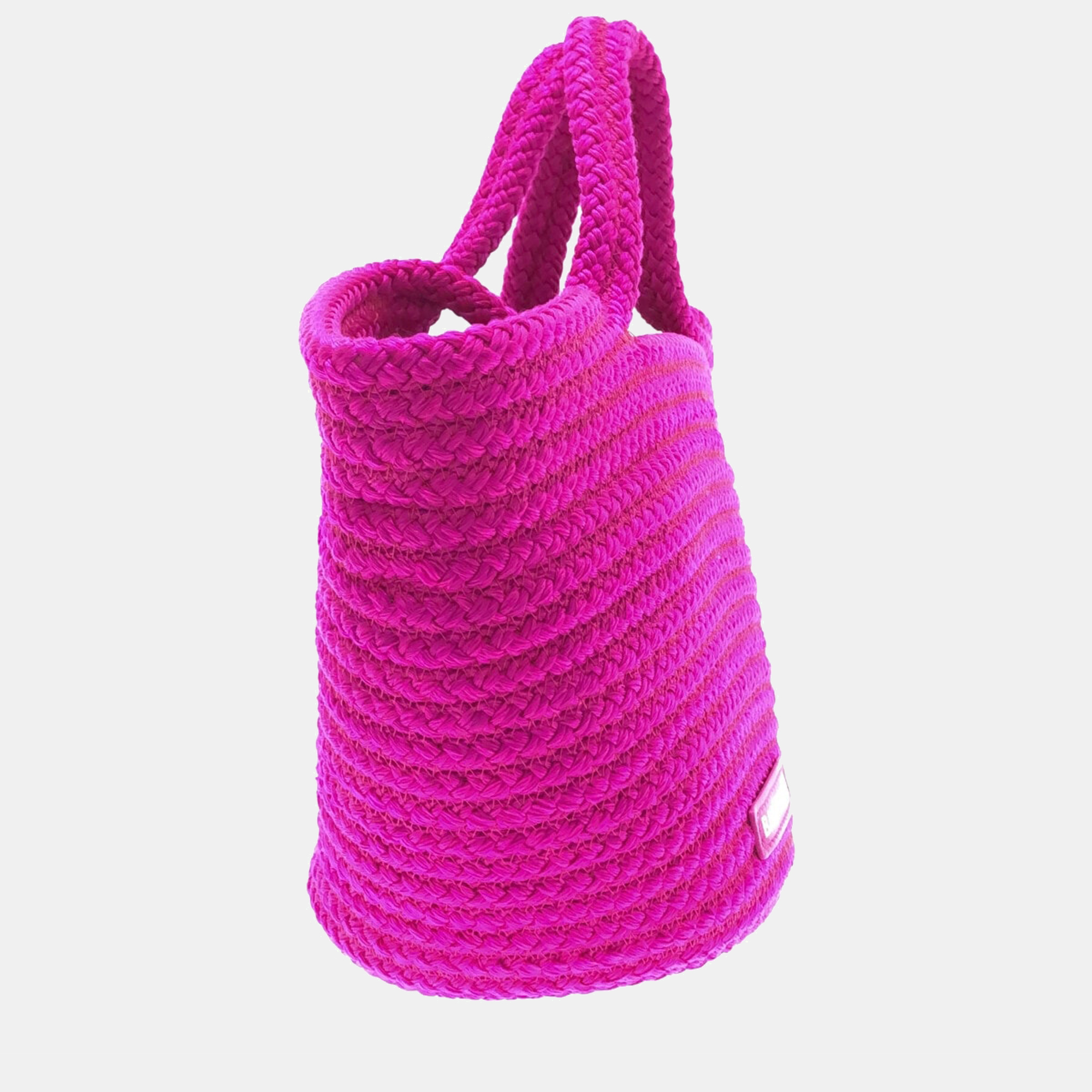 

Balenciaga Pink Wool Braided tote Bag