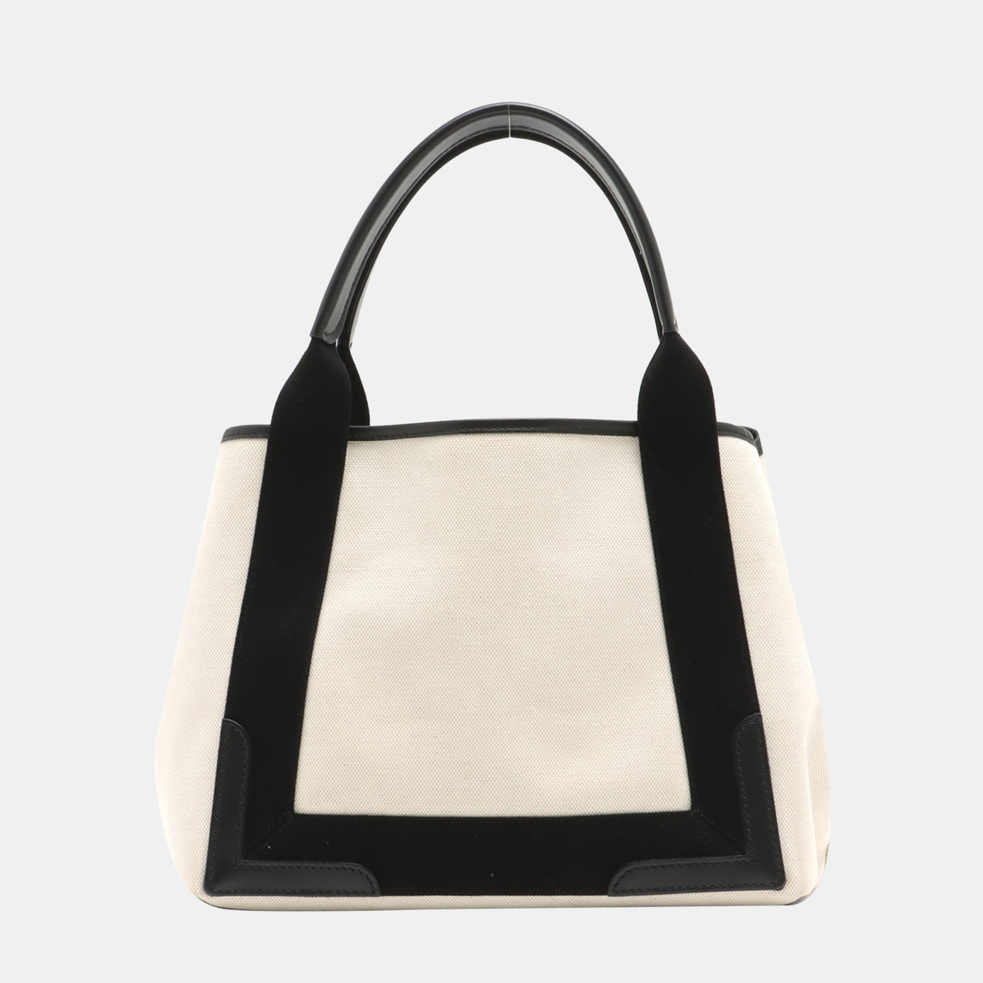 

Balenciaga Navy Cabas Canvas & leather Hand bag Black White A201405