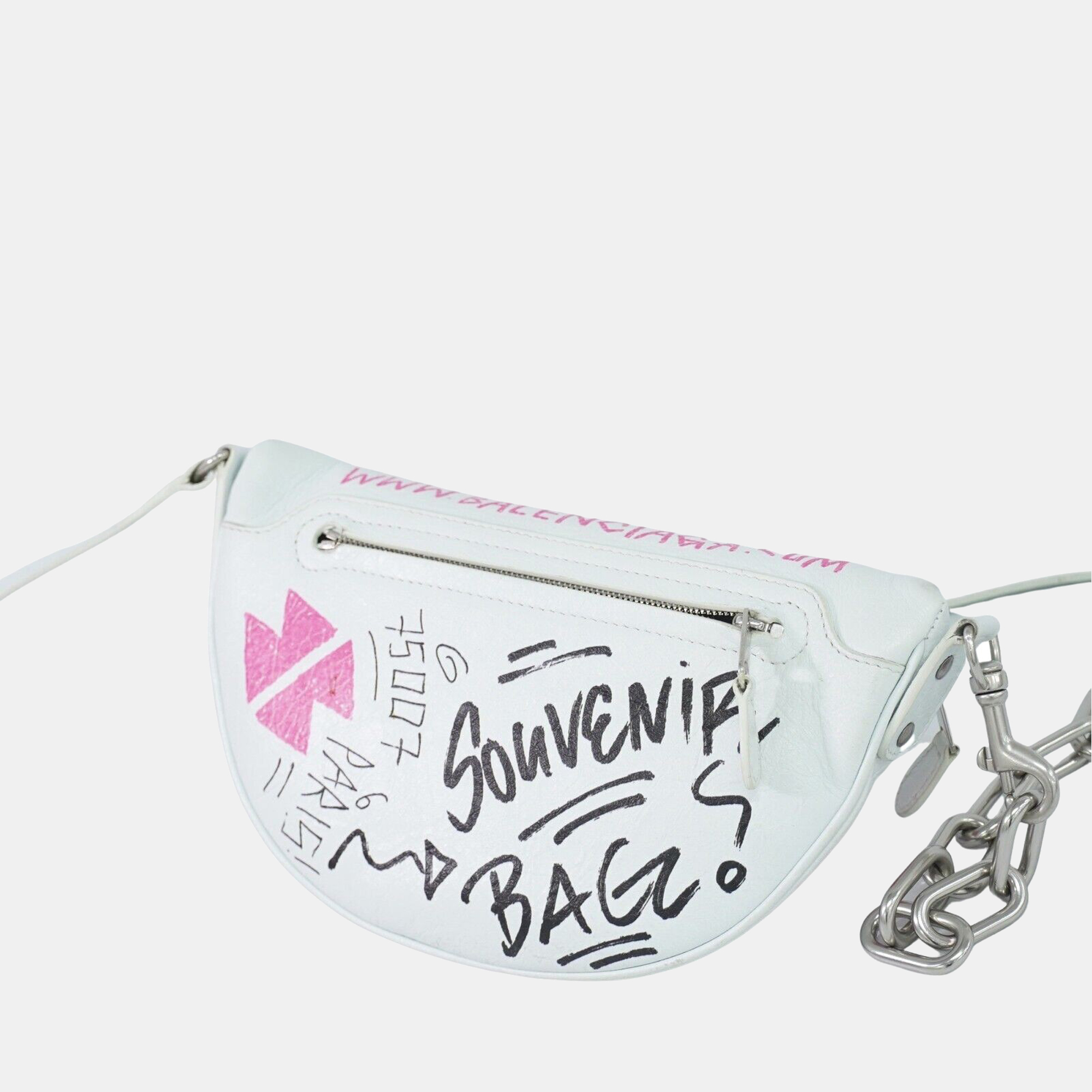 

Balenciaga White Leather Logo shoulder bag
