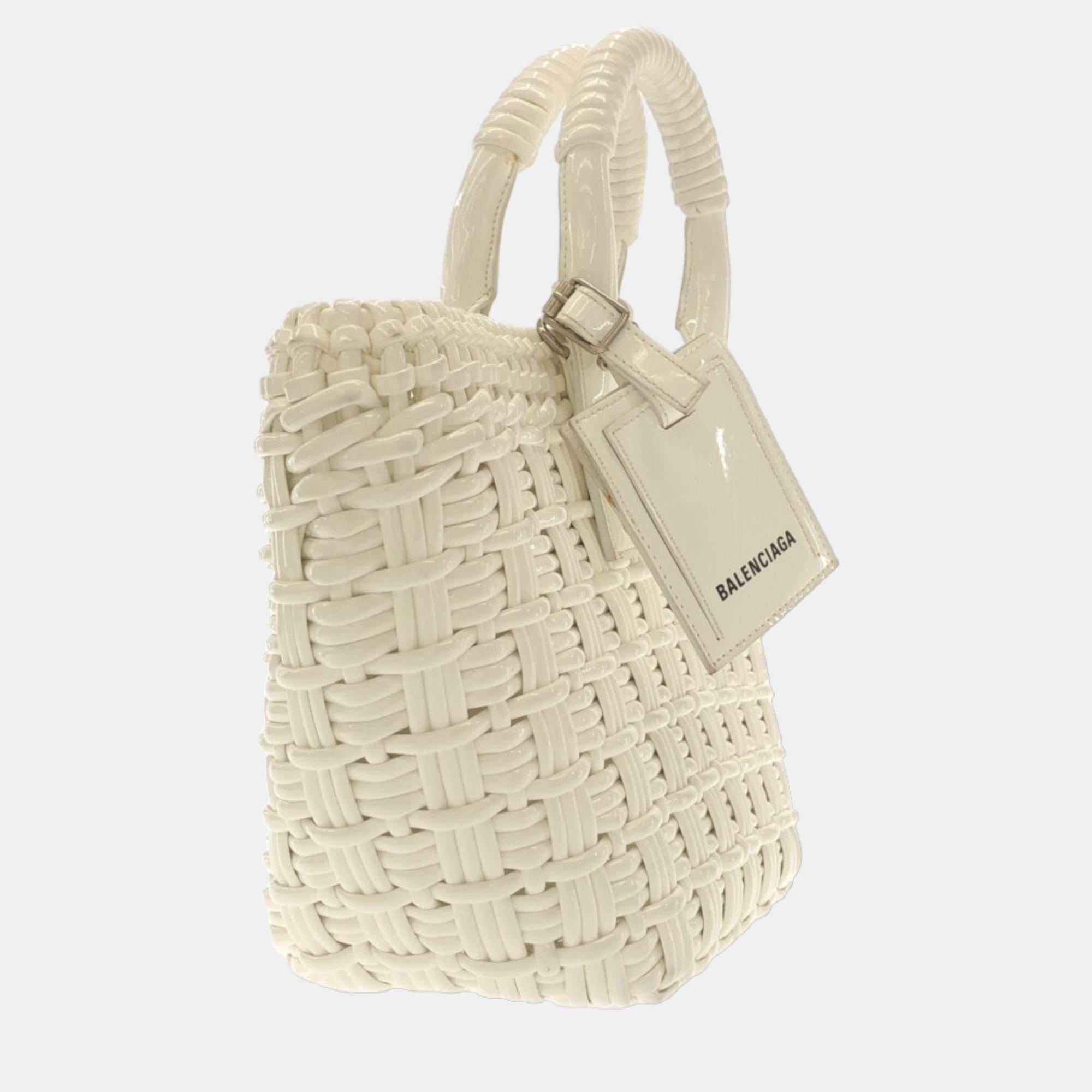 

Balenciaga Ecru Synthetic Bistro Basket tote bag, Cream