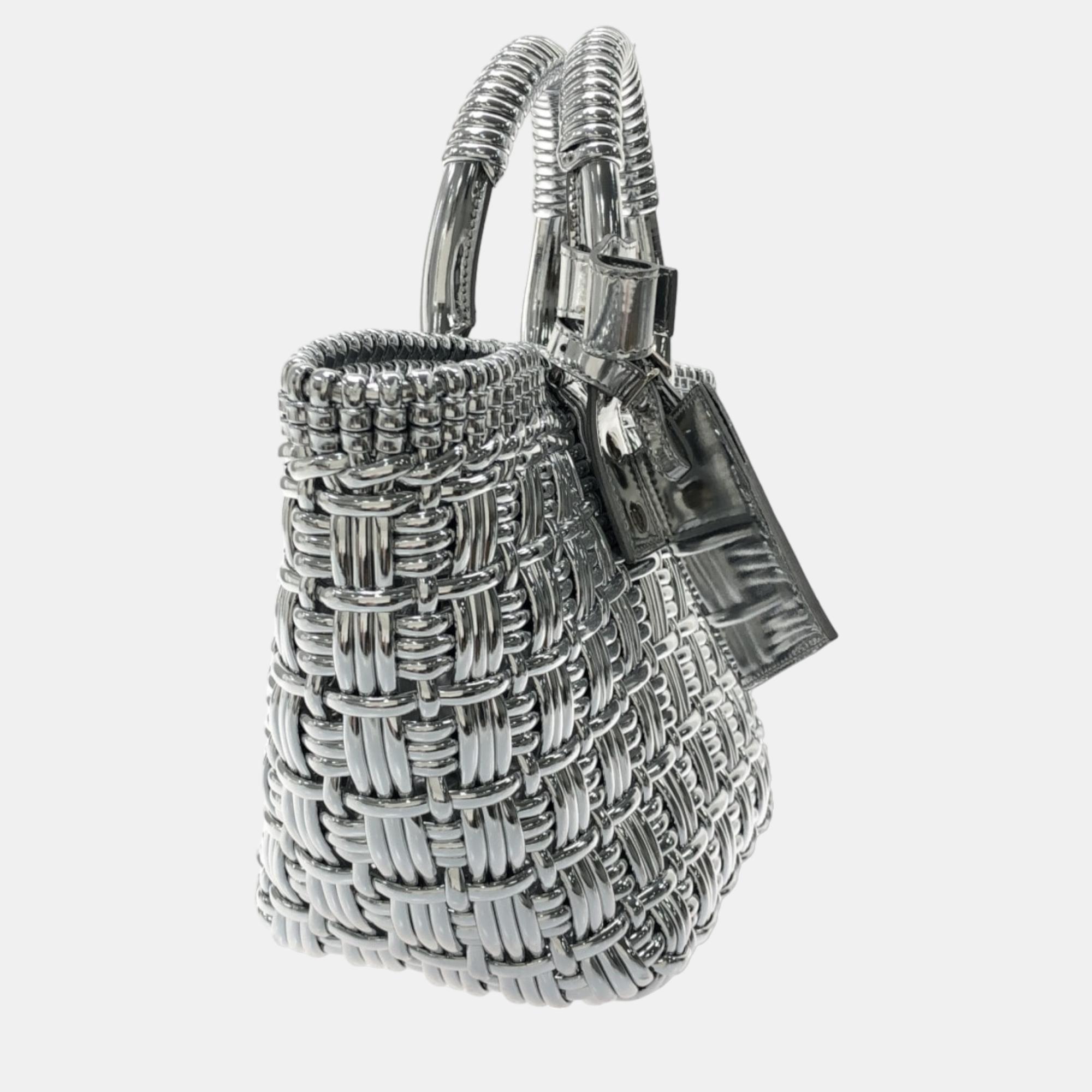 

Balenciaga Silver Synthetic Bistro Basket tote bag