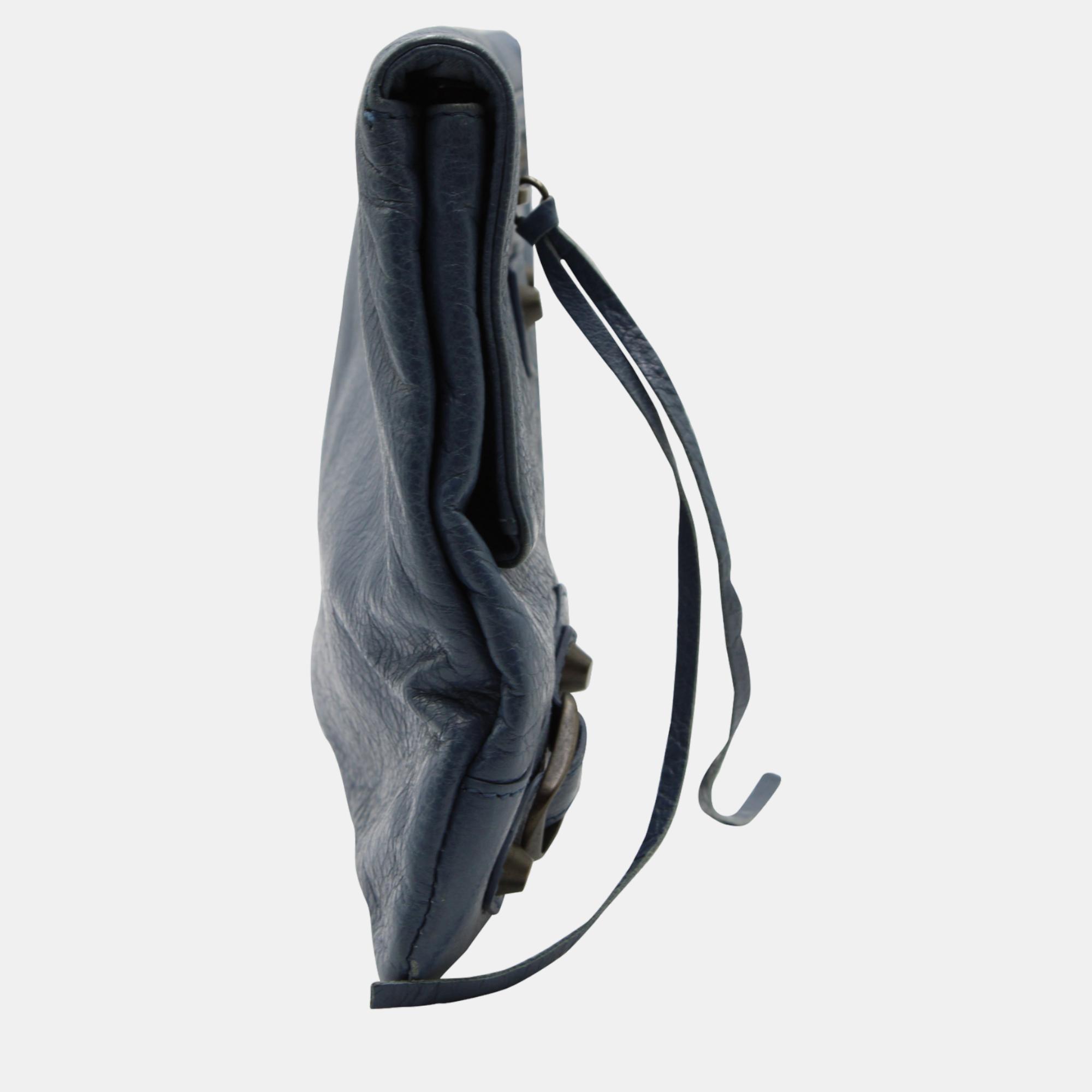 

Balenciaga Blue Leather Classic clutch bag