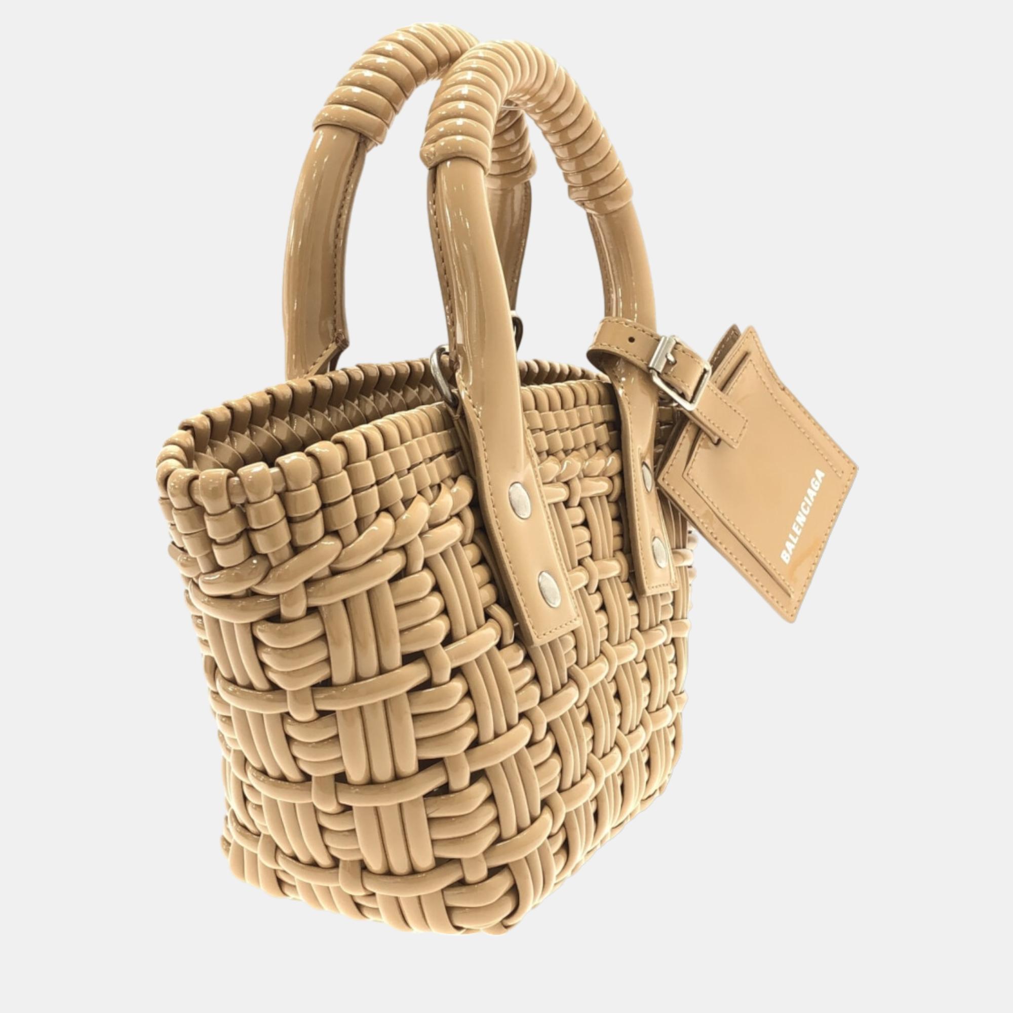 

Balenciaga Beige PVC  Bistro Basket Tote Bag