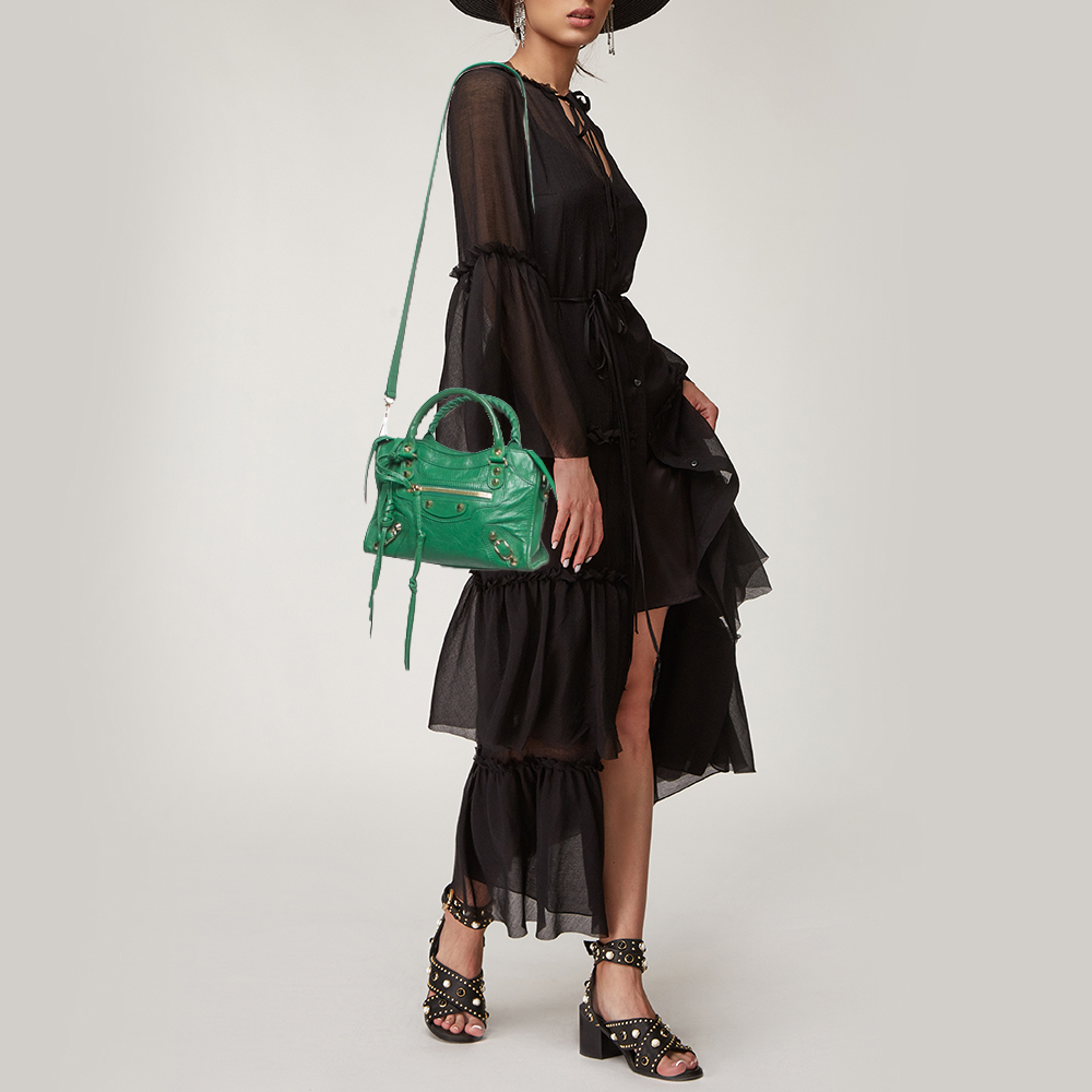 

Balenciaga Green Leather Mini Classic City Bag