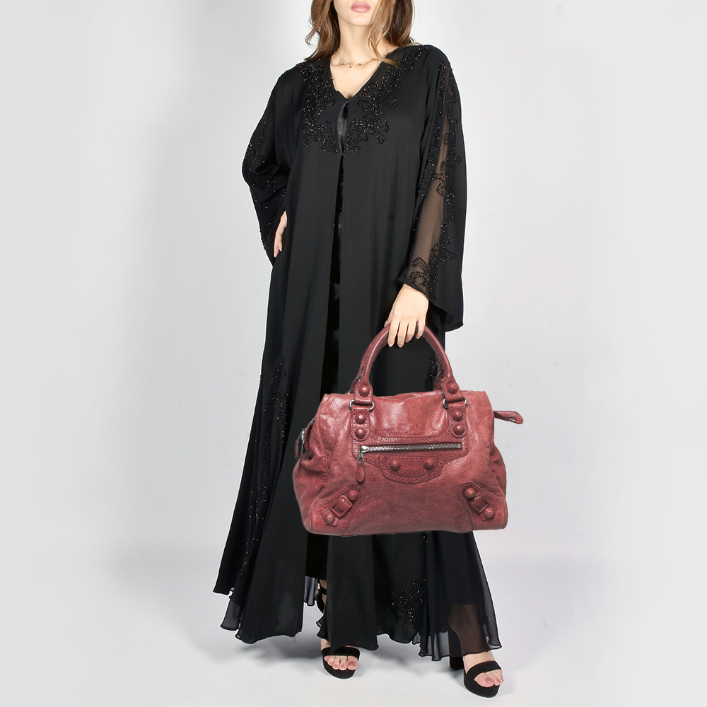 

Balenciaga Rose-Bruyere Leather GSH Midday Bag, Pink