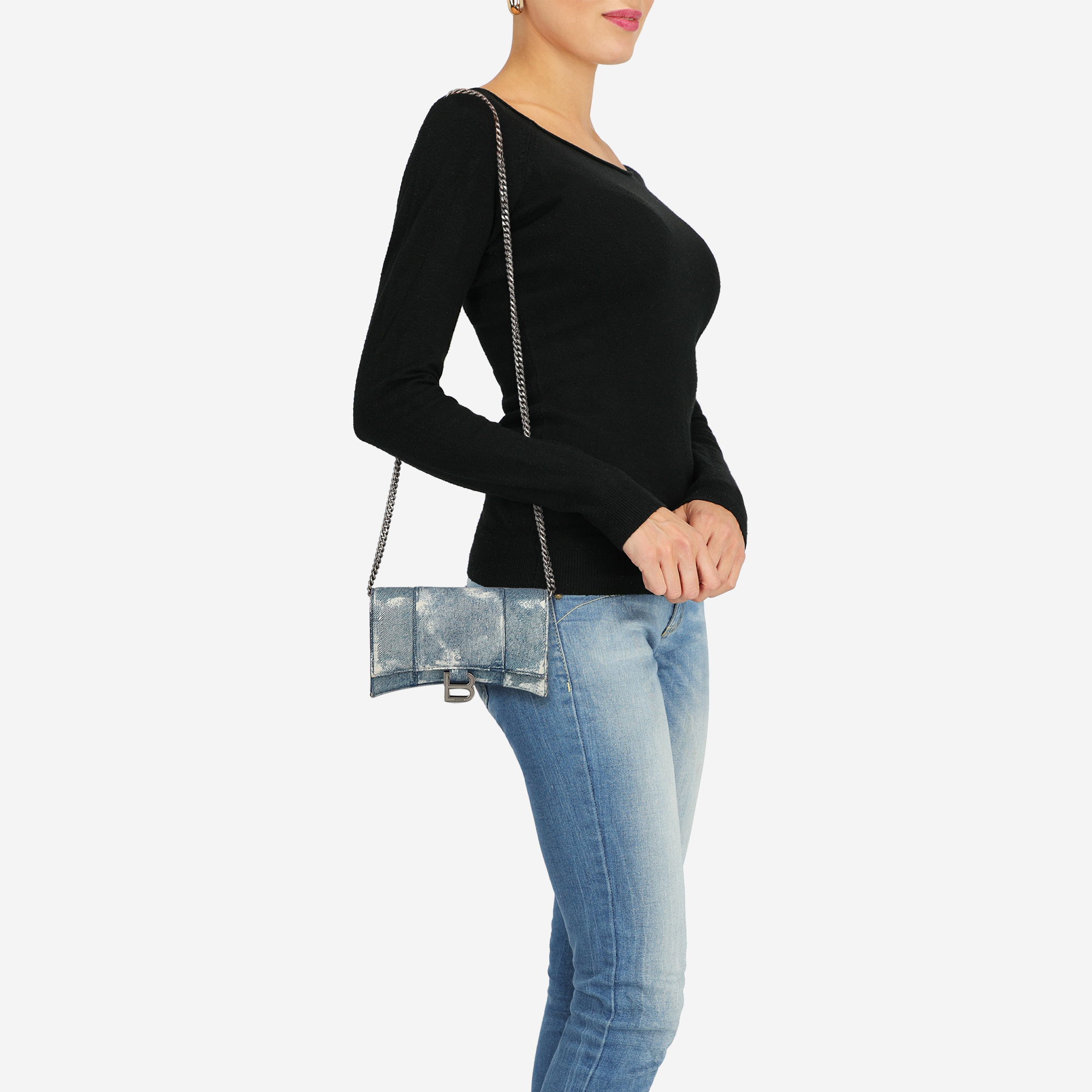

Balenciaga Hourglass - Women's Fabric Shoulder Bag - Blue